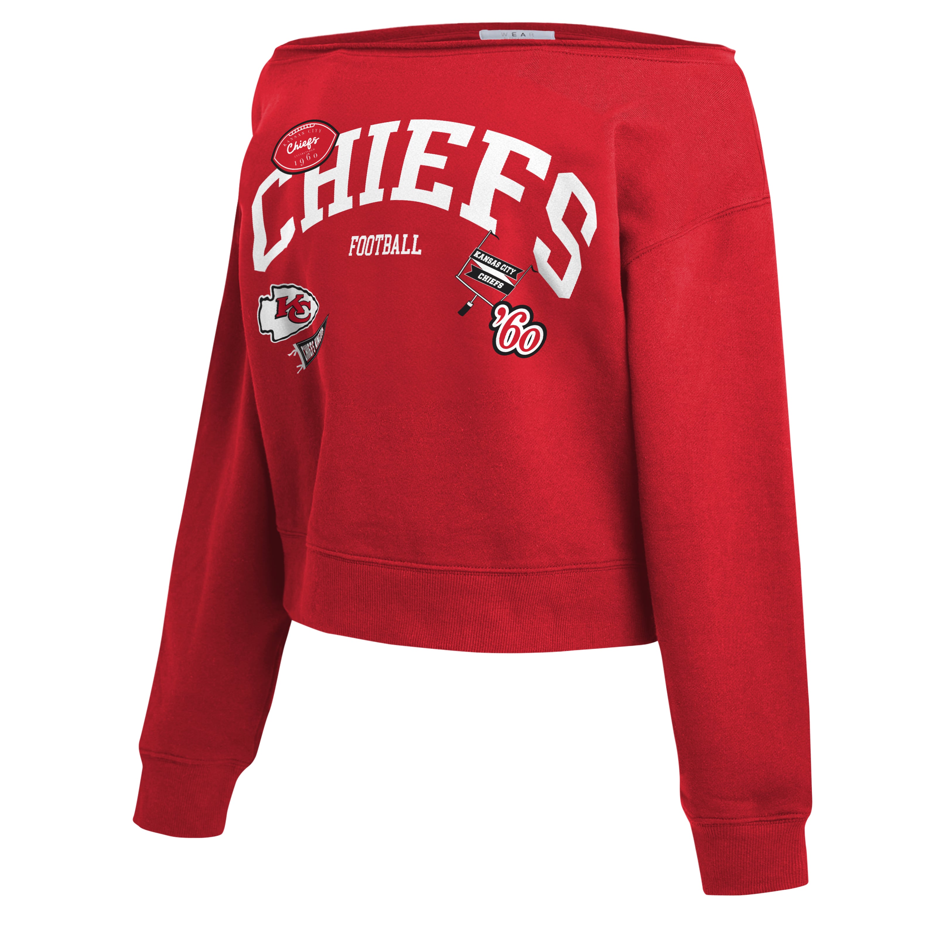 Women's WEAR by Erin Andrews  Red Kansas City Chiefs Off-the-Shoulder Sweatshirt