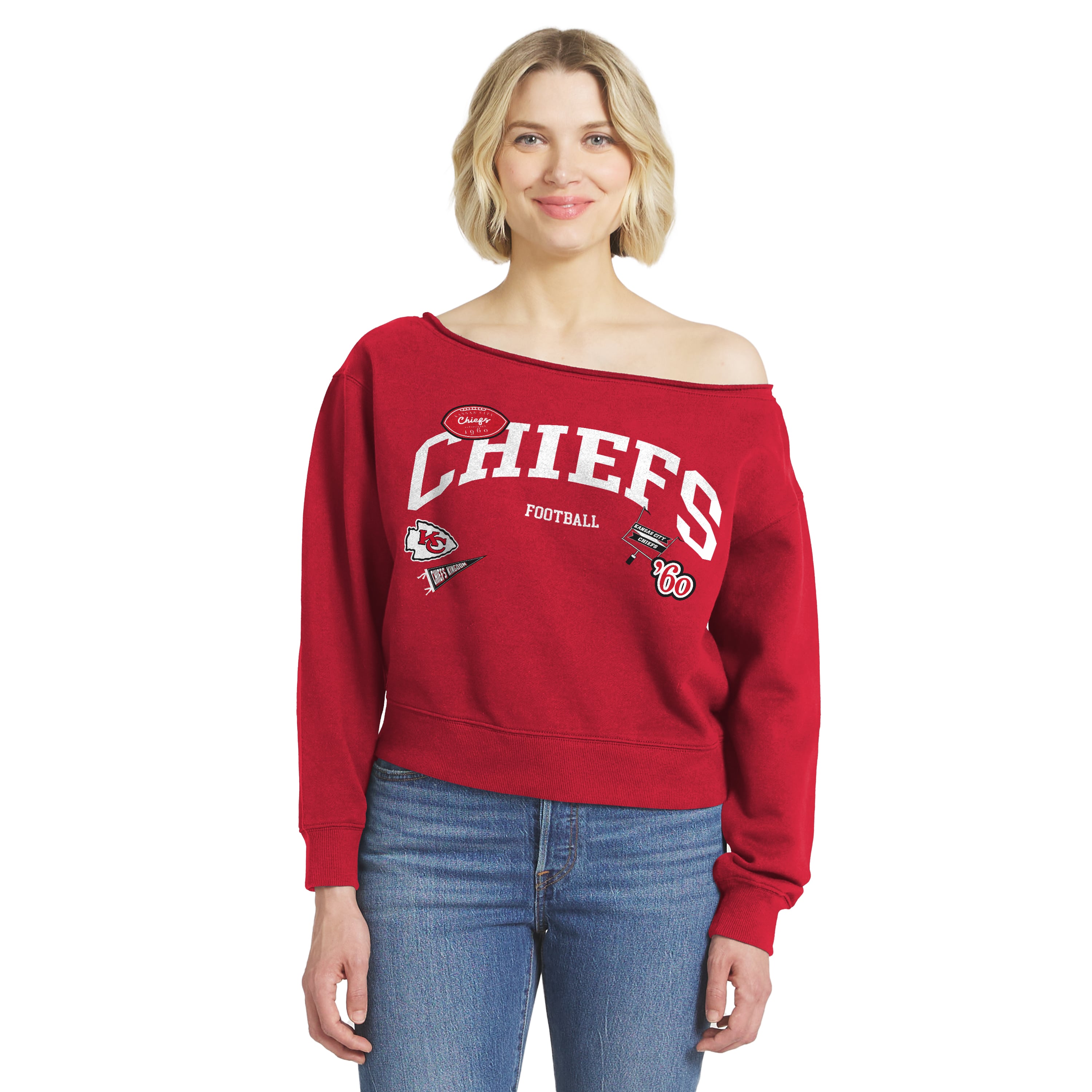 Women's WEAR by Erin Andrews  Red Kansas City Chiefs Off-the-Shoulder Sweatshirt