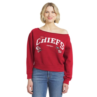  Kansas City Chiefs WEAR by Erin Andrews Women's Off-the-Shoulder Sweatshirt - Red