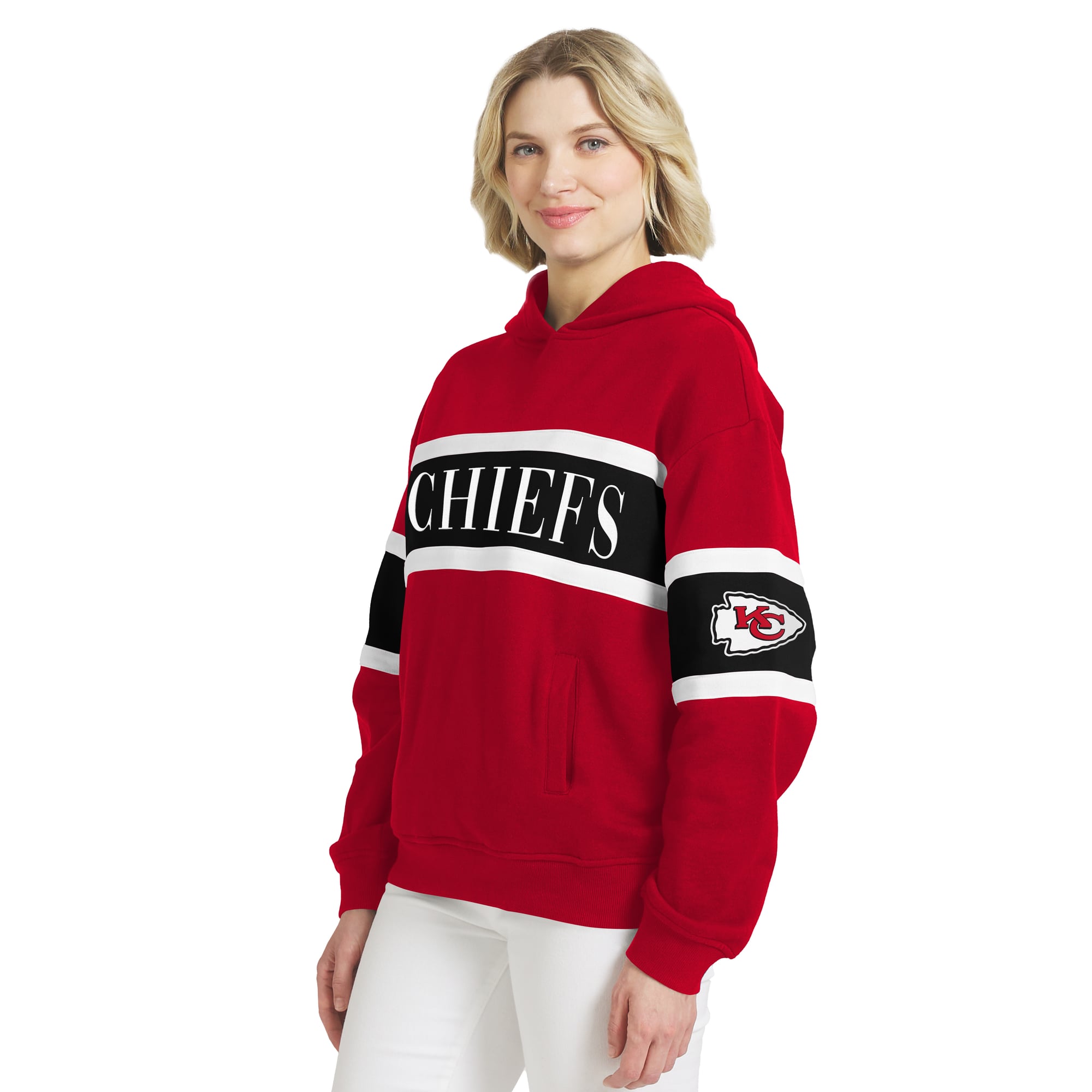 Sweat à capuche rayé rouge Kansas City Chiefs de la marque WEAR by Erin Andrews pour femmes