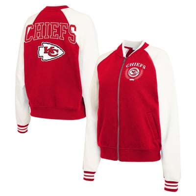 Kansas City Chiefs WEAR by Erin Andrews Women's Throwback Varsity Fleece Raglan Full-Zip Jacket - Red