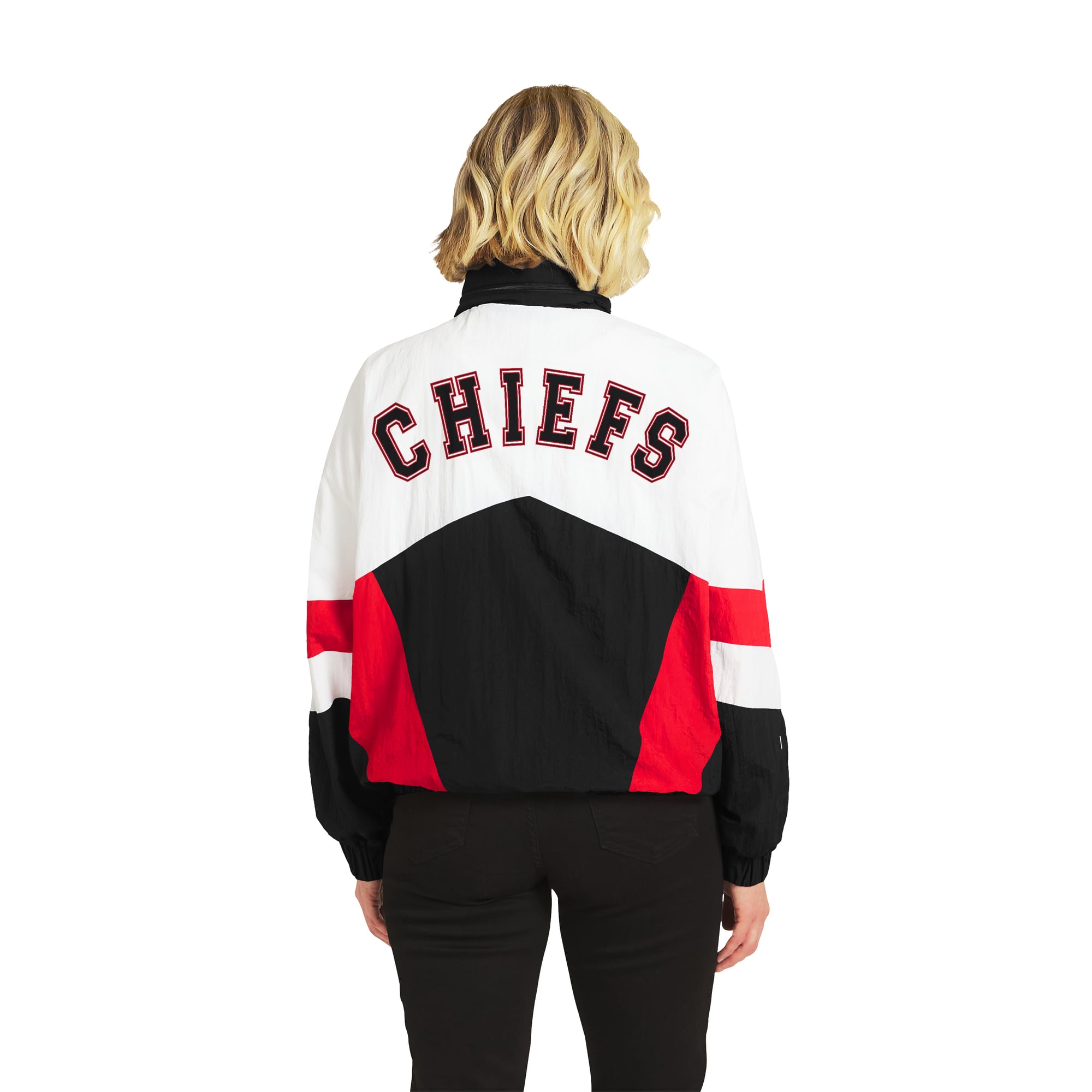 Women's WEAR by Erin Andrews White/Red Kansas City Chiefs Crinkle Full-Snap Hooded Windbreaker Jacket