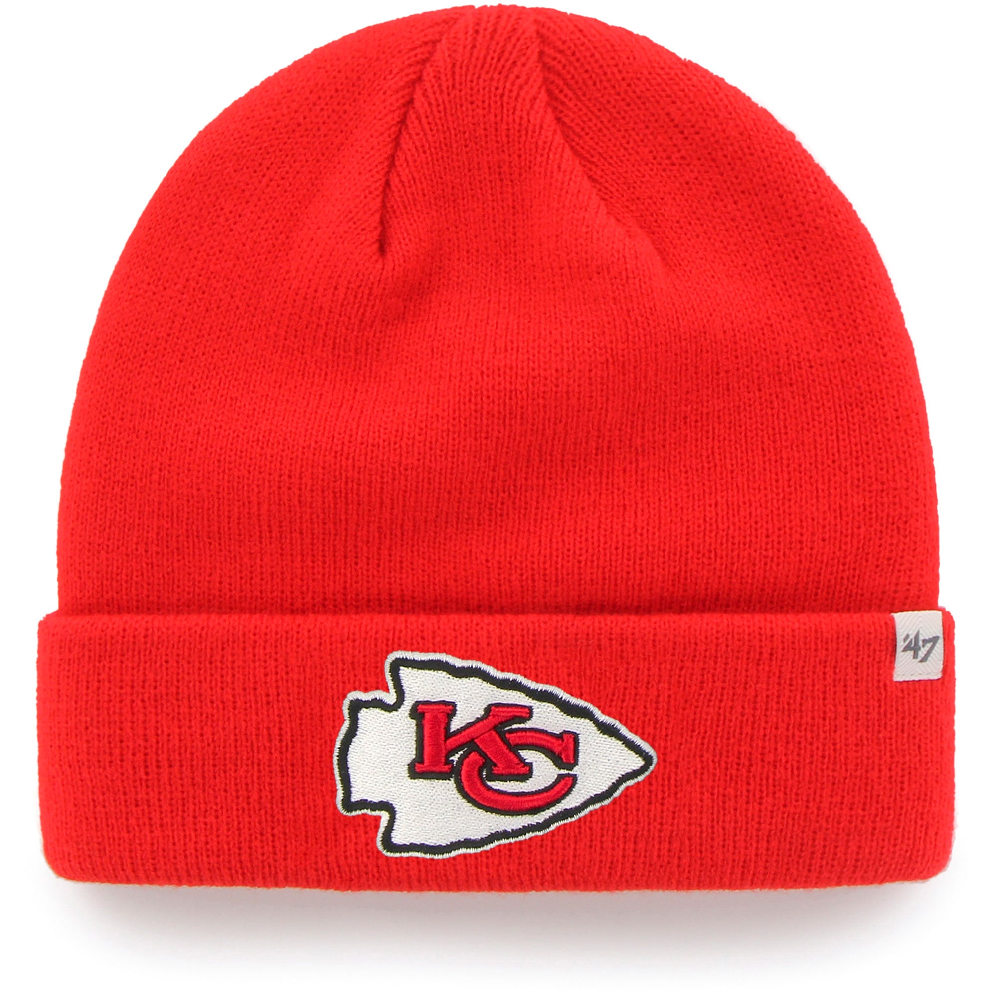 Bonnet tricoté basique à revers rouge Kansas City Chiefs pour enfant, modèle 47