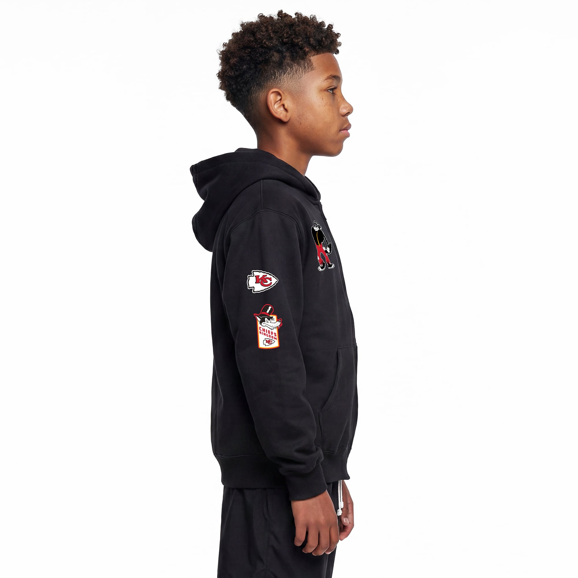 Youth Disney x Champion Black Kansas City Chiefs Big Bad Wolf Full-Zip Hoodie