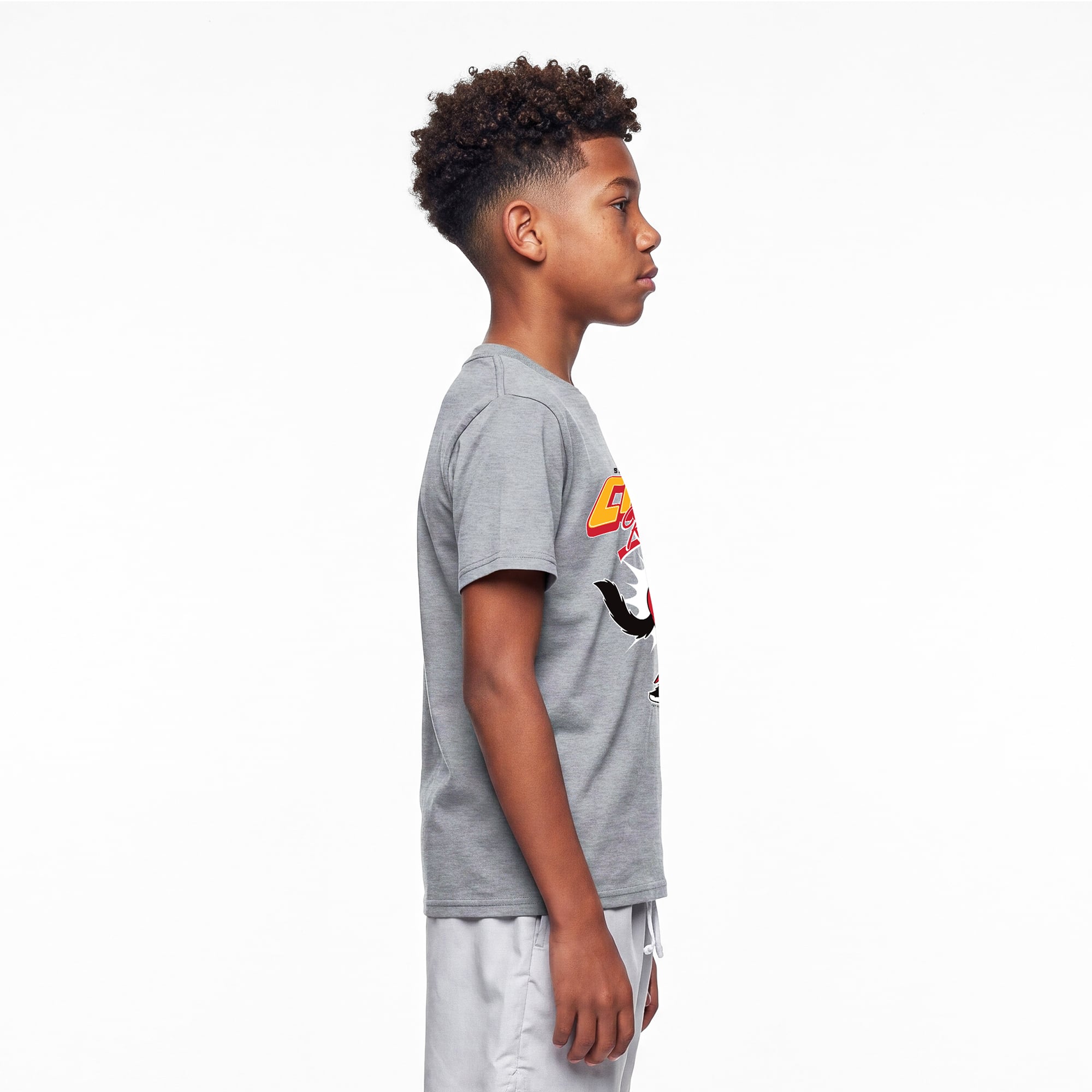 T-shirt Disney x Champion pour enfants, gris chiné, Kansas City Chiefs, Grand Méchant Loup