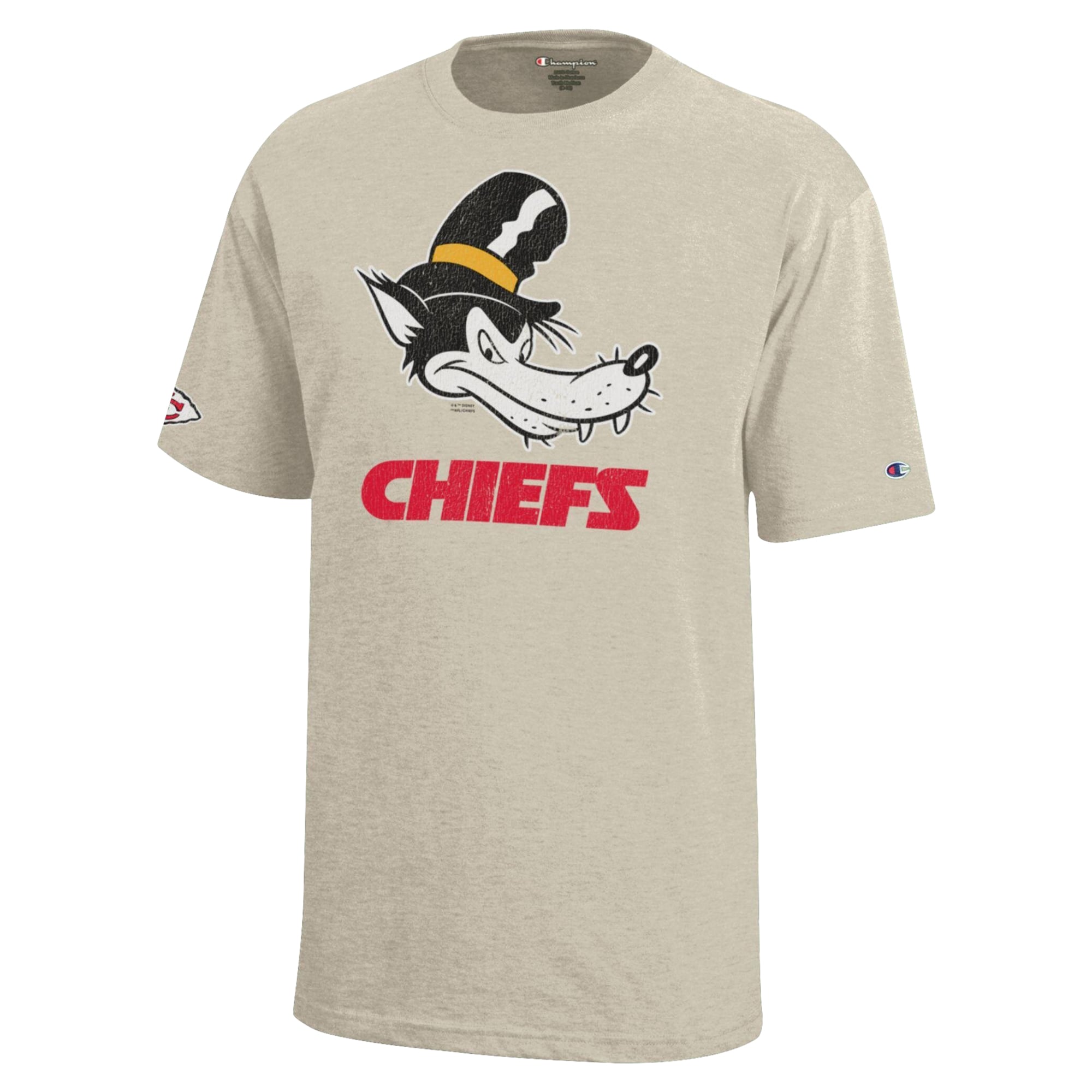 T-shirt Disney x Champion Oatmeal Kansas City Chiefs Big Bad Wolf pour enfants