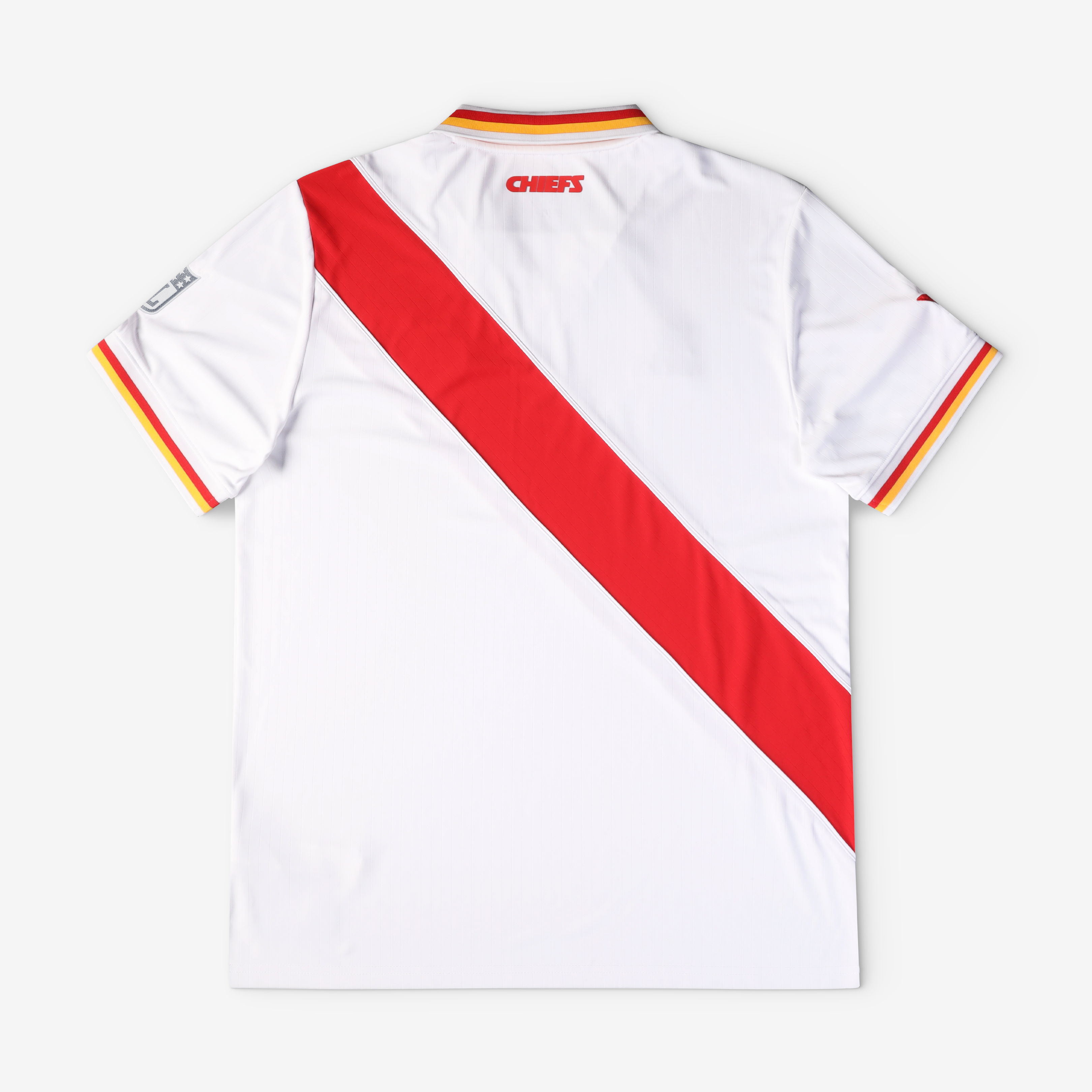 Youth Fanatics White Kansas City Chiefs Football x Collared Fan Top