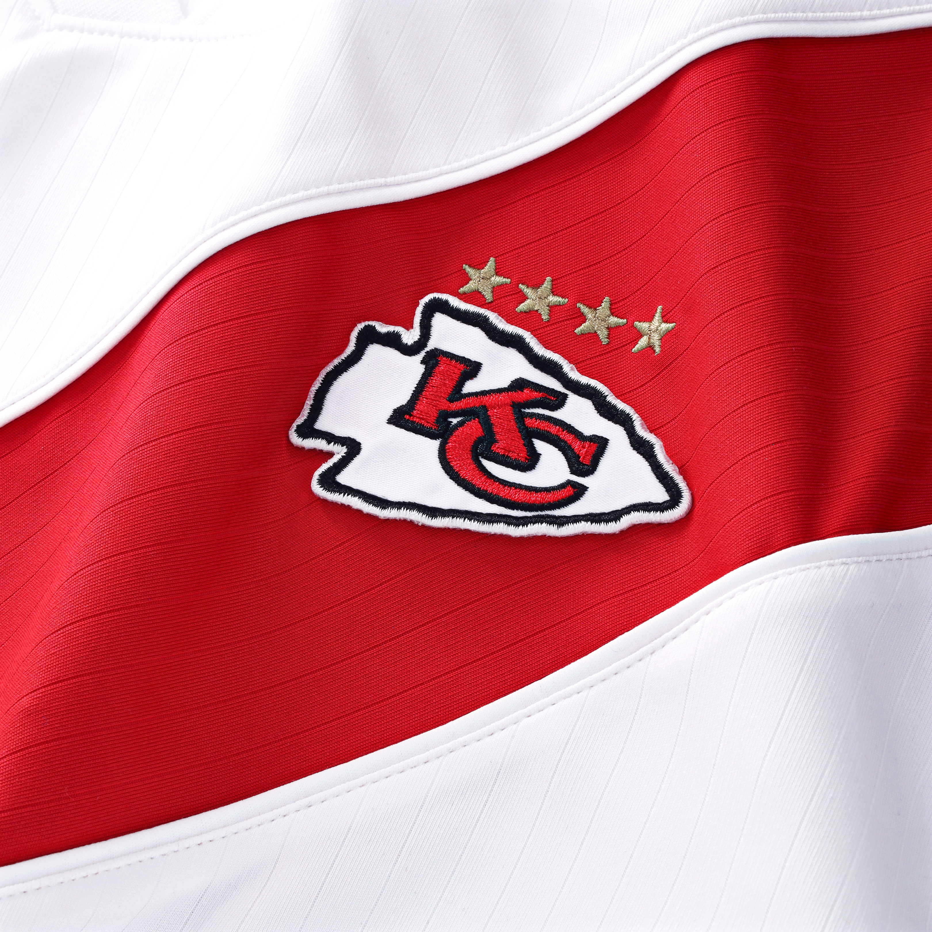 Youth Fanatics White Kansas City Chiefs Football x Collared Fan Top