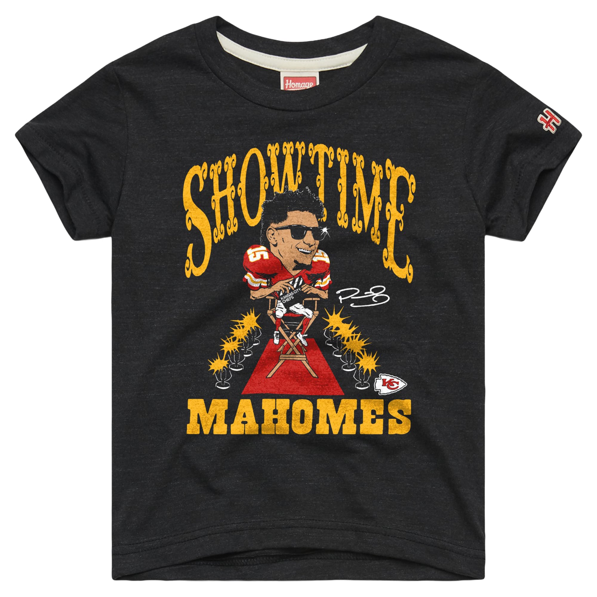 T-shirt caricature de Patrick Mahomes, joueur des Kansas City Chiefs, pour les jeunes
