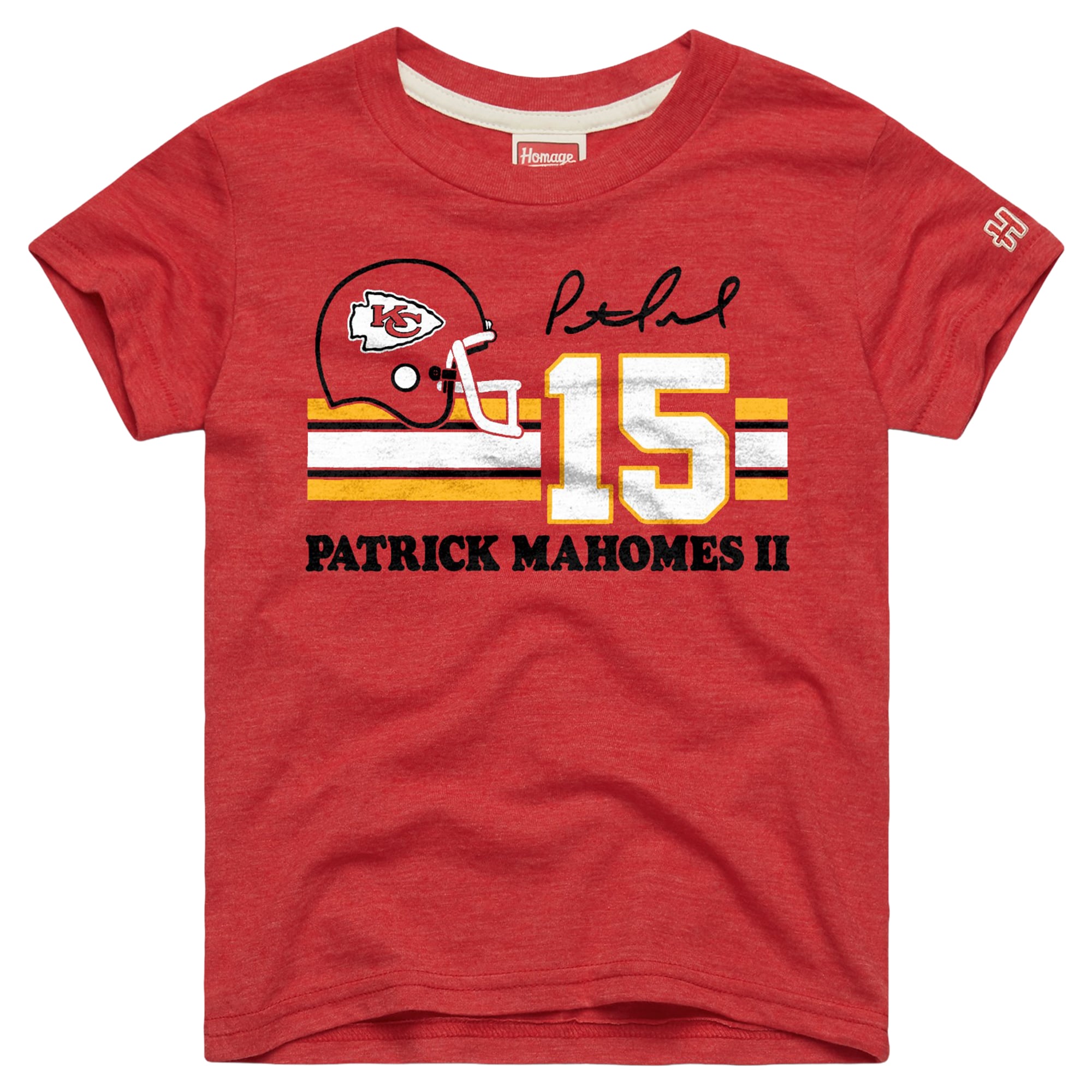 T-shirt à motifs tri-blends, hommage Patrick Mahomes, rouge, Kansas City Chiefs, remix signature, pour jeunes