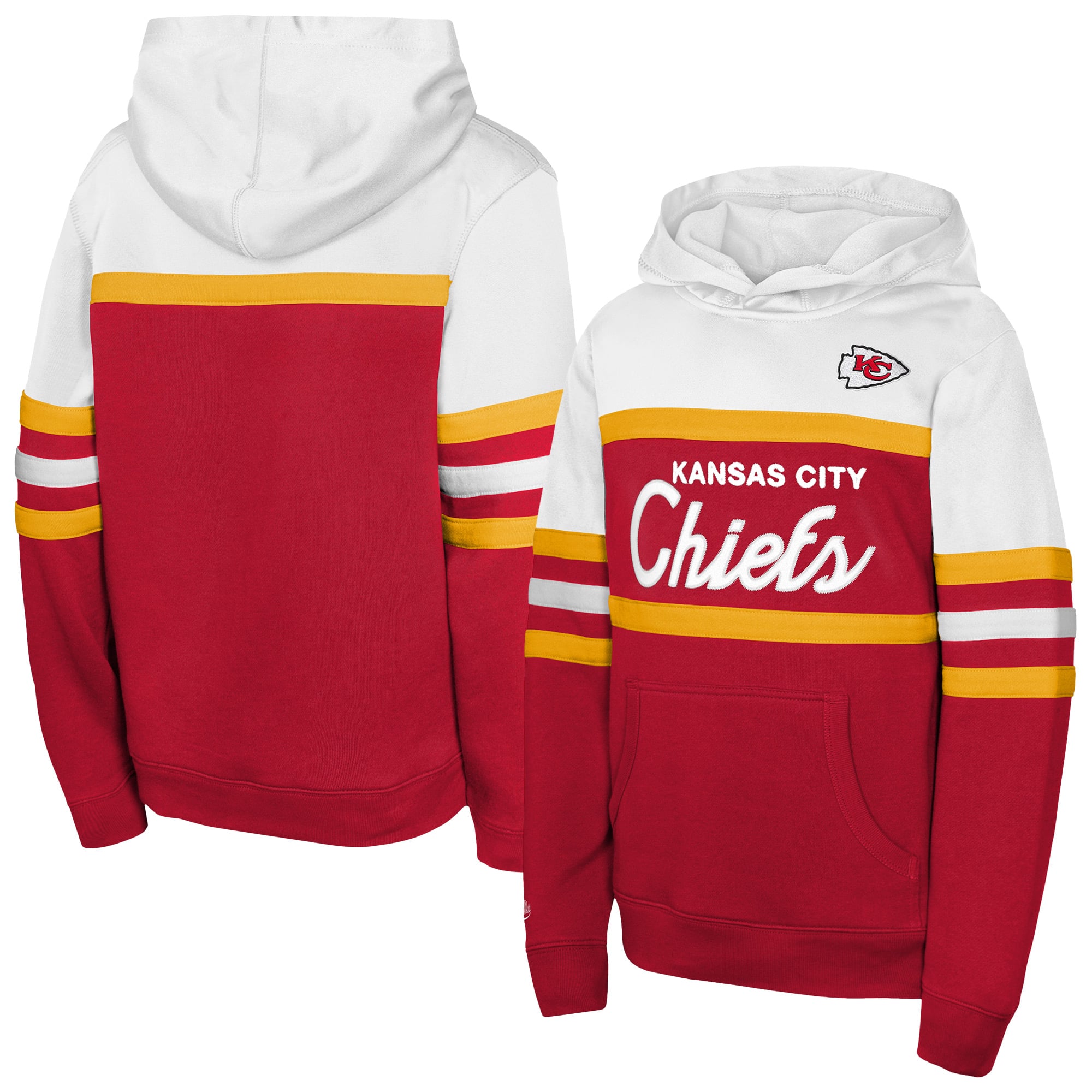Sweat à capuche Mitchell & Ness rouge pour enfant, modèle entraîneur-chef des Kansas City Chiefs
