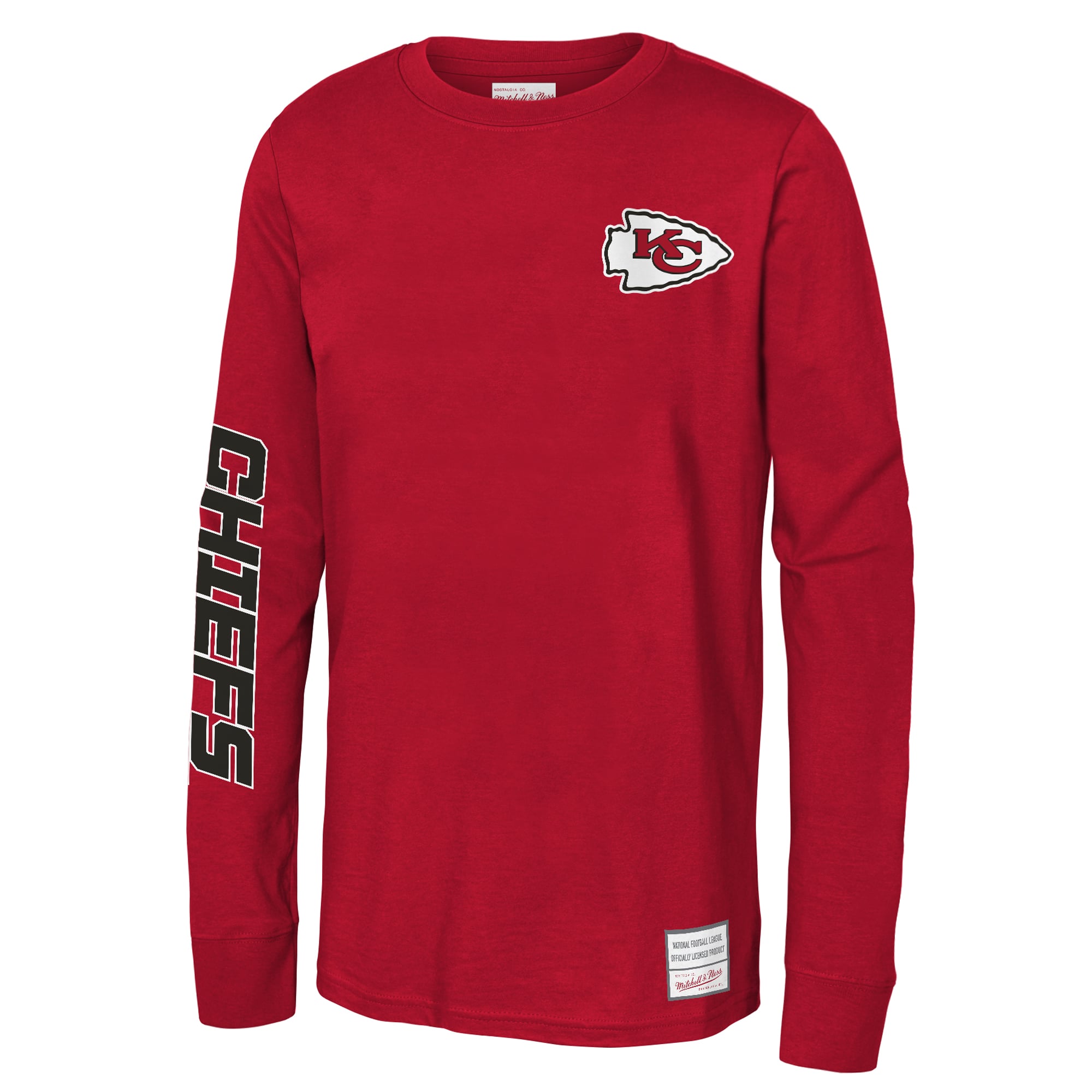 T-shirt à manches longues Mitchell & Ness rouge Kansas City Chiefs Triple Play pour enfant