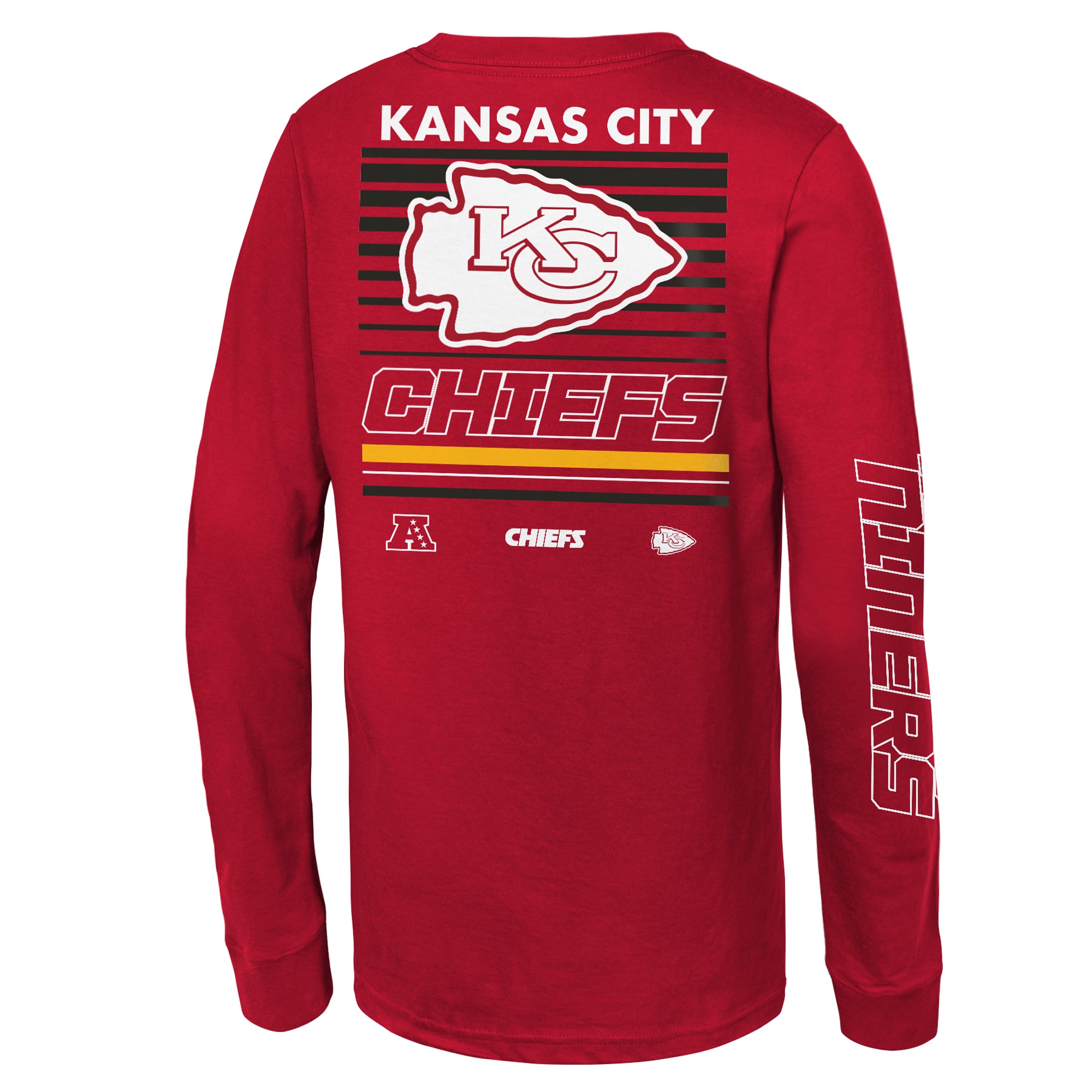 T-shirt à manches longues Mitchell & Ness rouge Kansas City Chiefs Triple Play pour enfant