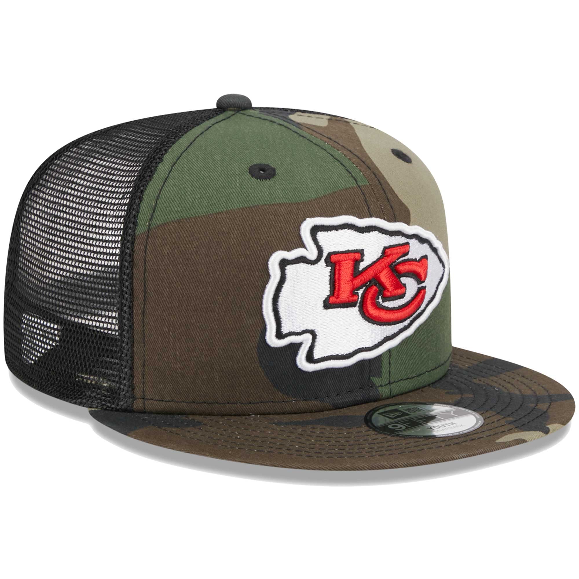 Casquette trucker New Era 9FIFTY à motif camouflage Kansas City Chiefs pour jeunes