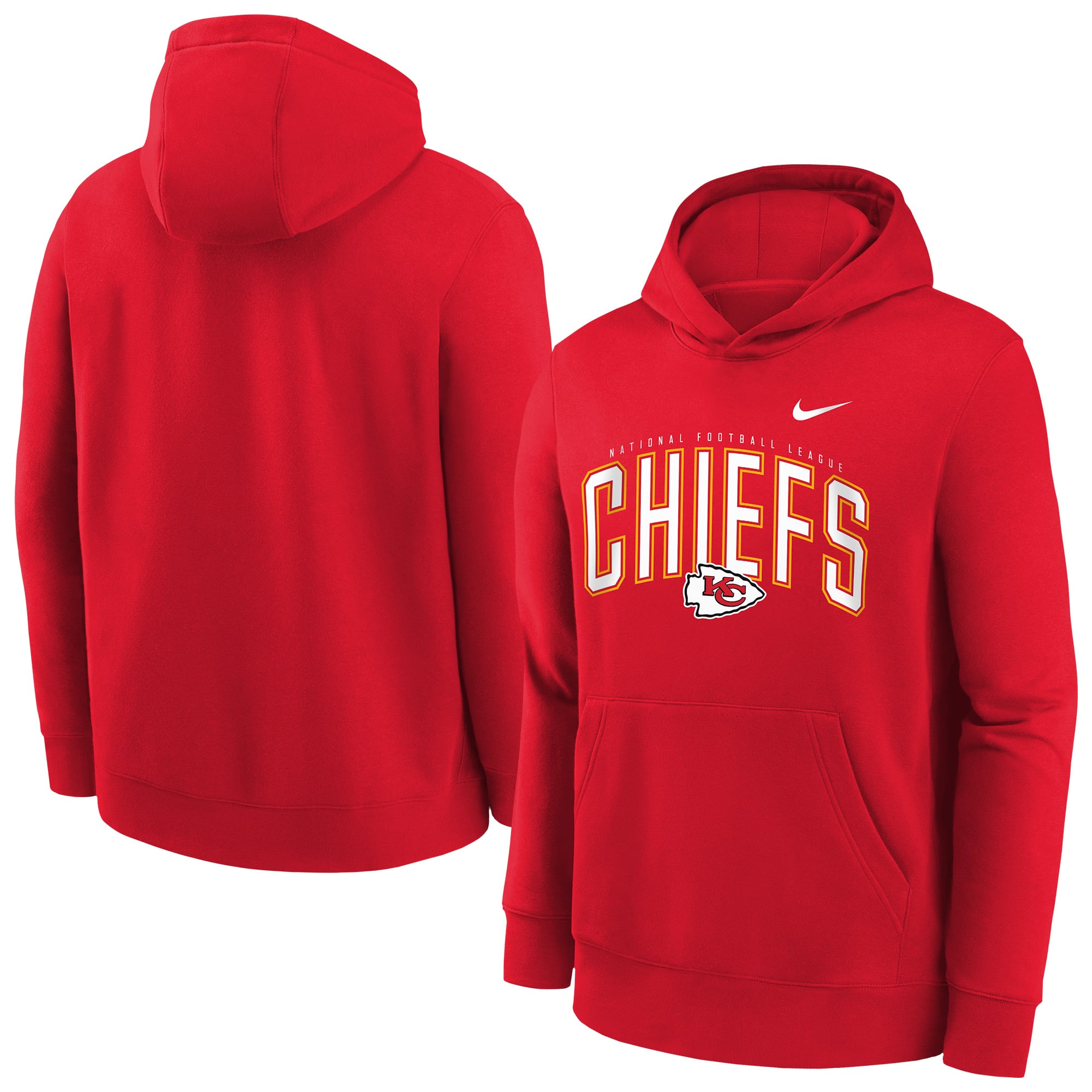 Youth Nike Red Kansas City Chiefs Logo Arch Fleece Hoodie