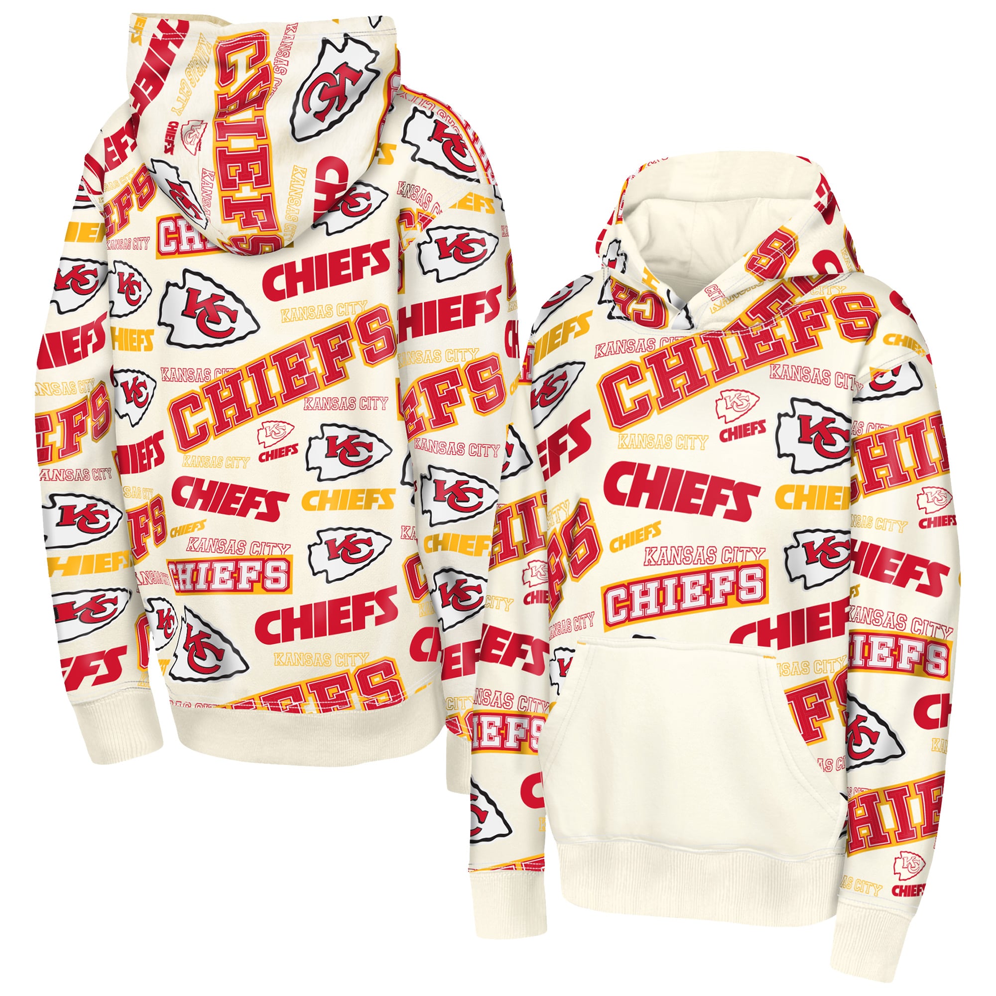 Sweat à capuche Youth Outerstuff Cream Kansas City Chiefs Shake & Bake