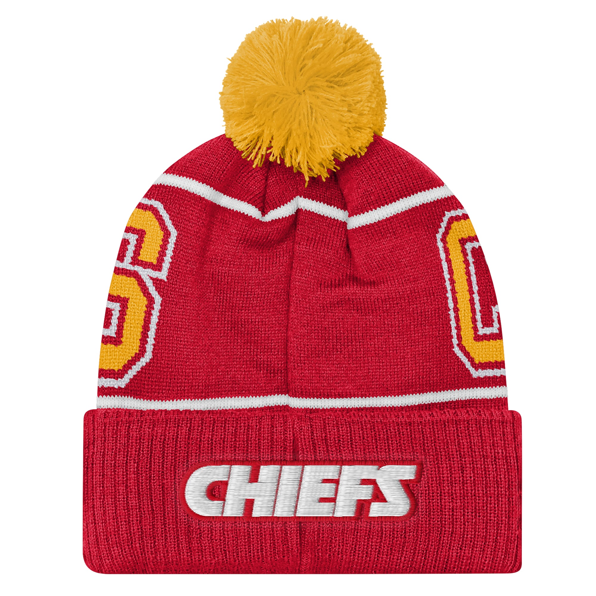 Youth Outerstuff Red Kansas City Chiefs Highlight Cuffed Knit Hat with Pom
