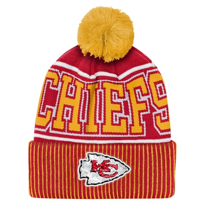 Kansas City Chiefs Outerstuff Youth Highlight Cuffed Knit Hat with Pom - Red