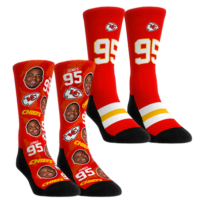 Chris Jones Kansas City Chiefs Rock Em Youth Player Football Guy Two-Pack Crew Sock Set