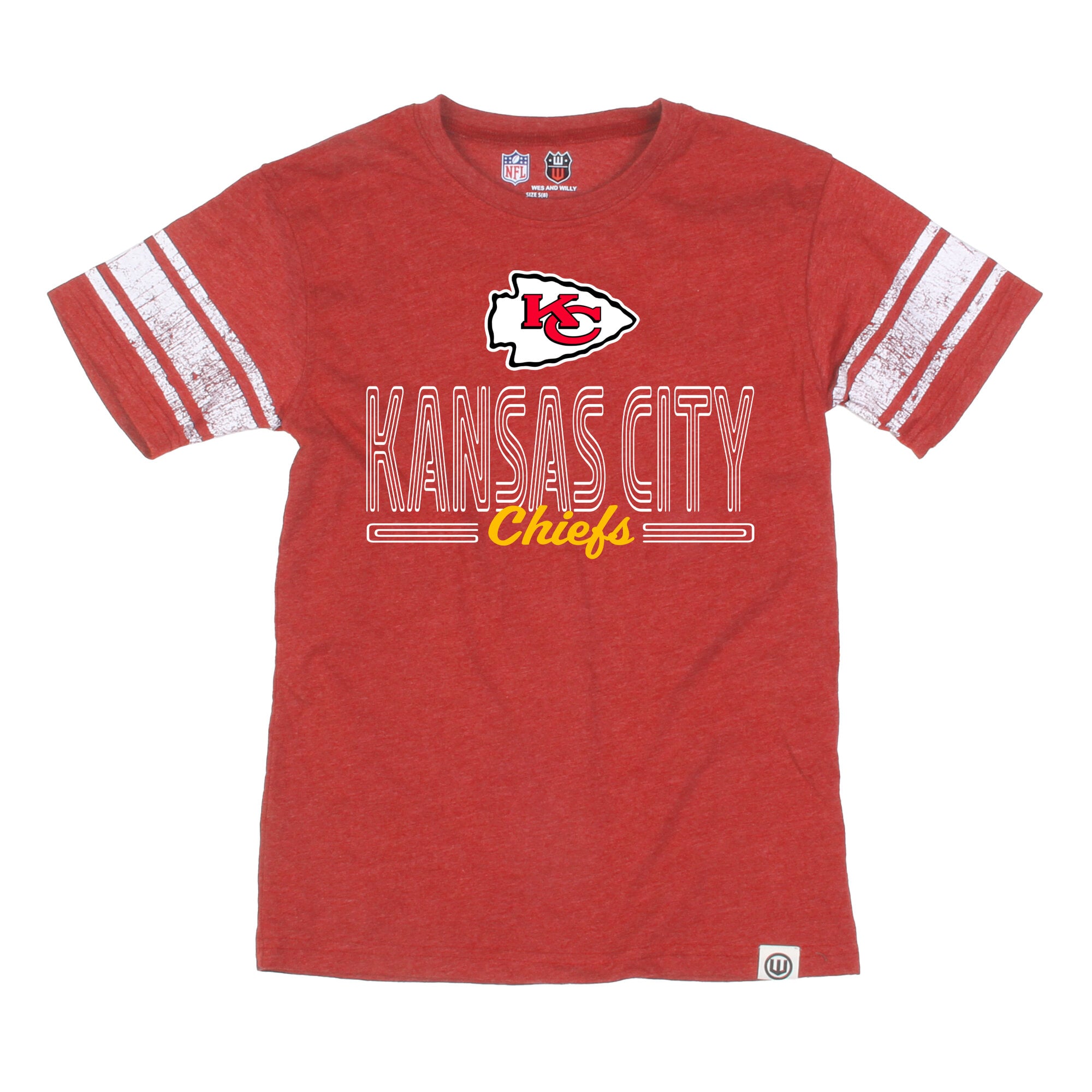T-shirt de football américain pour jeunes Wes & Willy Red Kansas City Chiefs