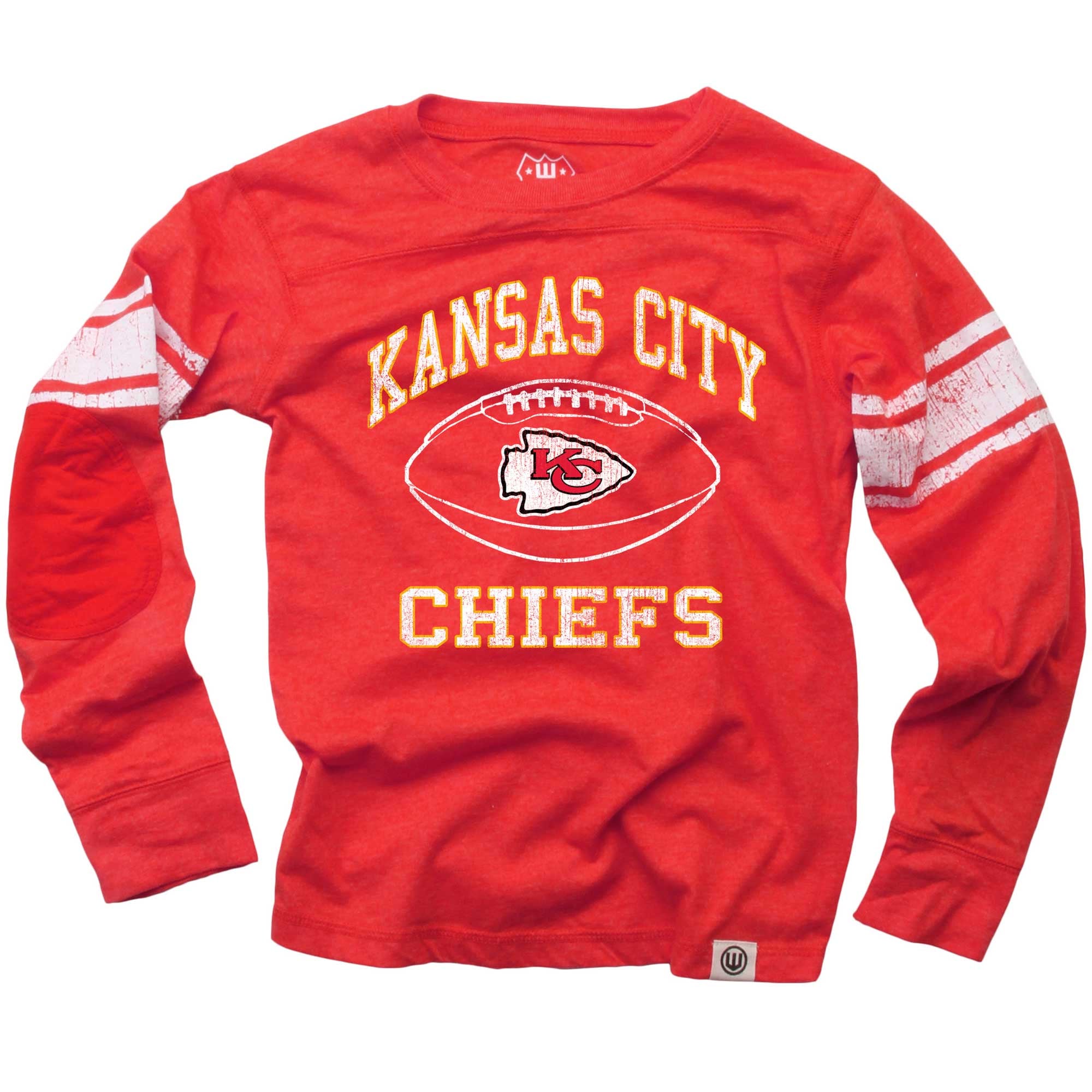 T-shirt de football à manches longues pour jeunes Wes & Willy Red Kansas City Chiefs