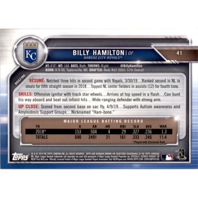 2019 Bowman Chrome Green Refractors #41 Billy Hamilton