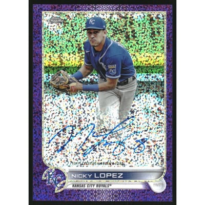 2022 Topps Chrome Veteran Autographs Purple Speckle Refractors #CVANL Nicky Lopez