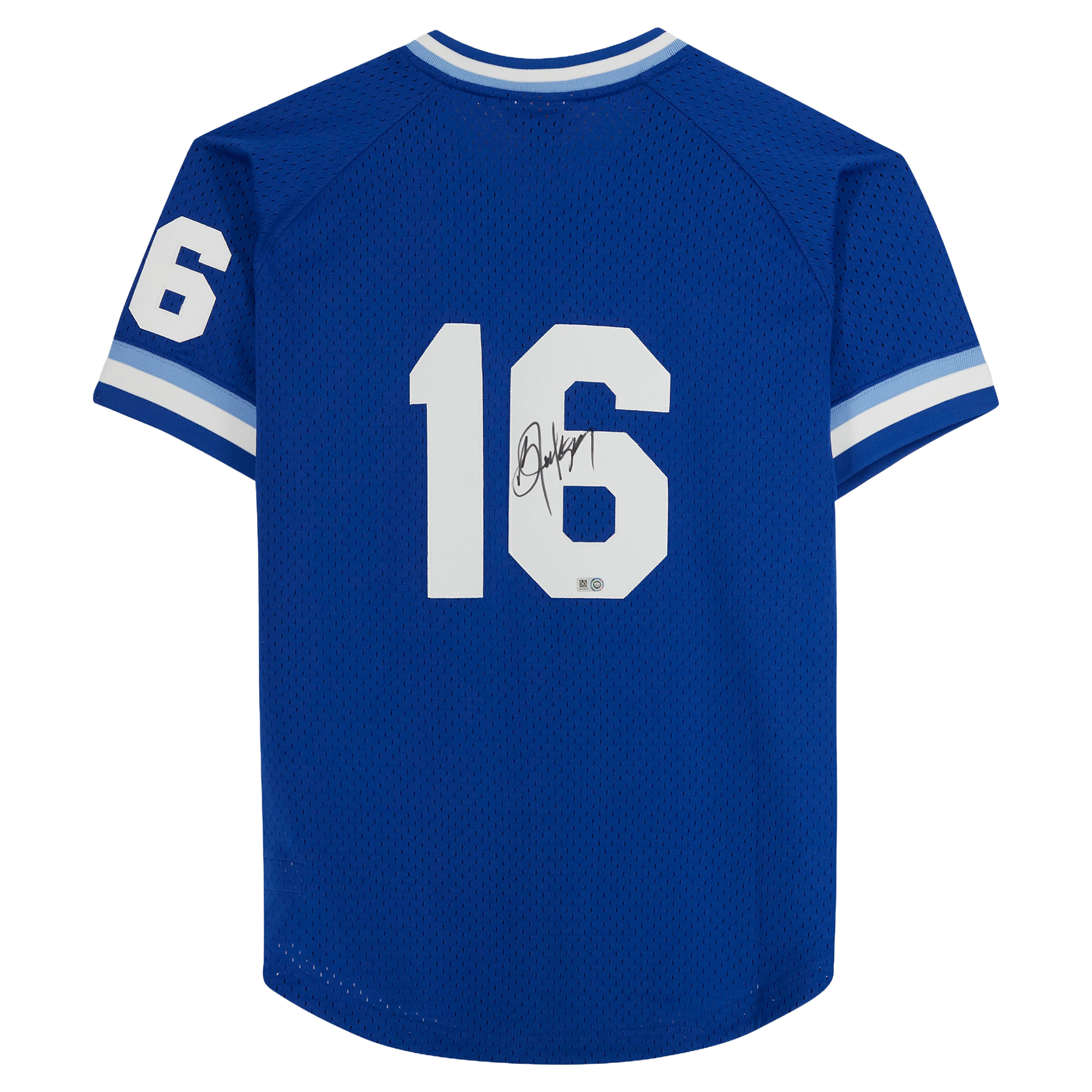 Maillot réplique bleu d'entraînement au bâton Mitchell & Ness autographié par Bo Jackson des Royals de Kansas City
