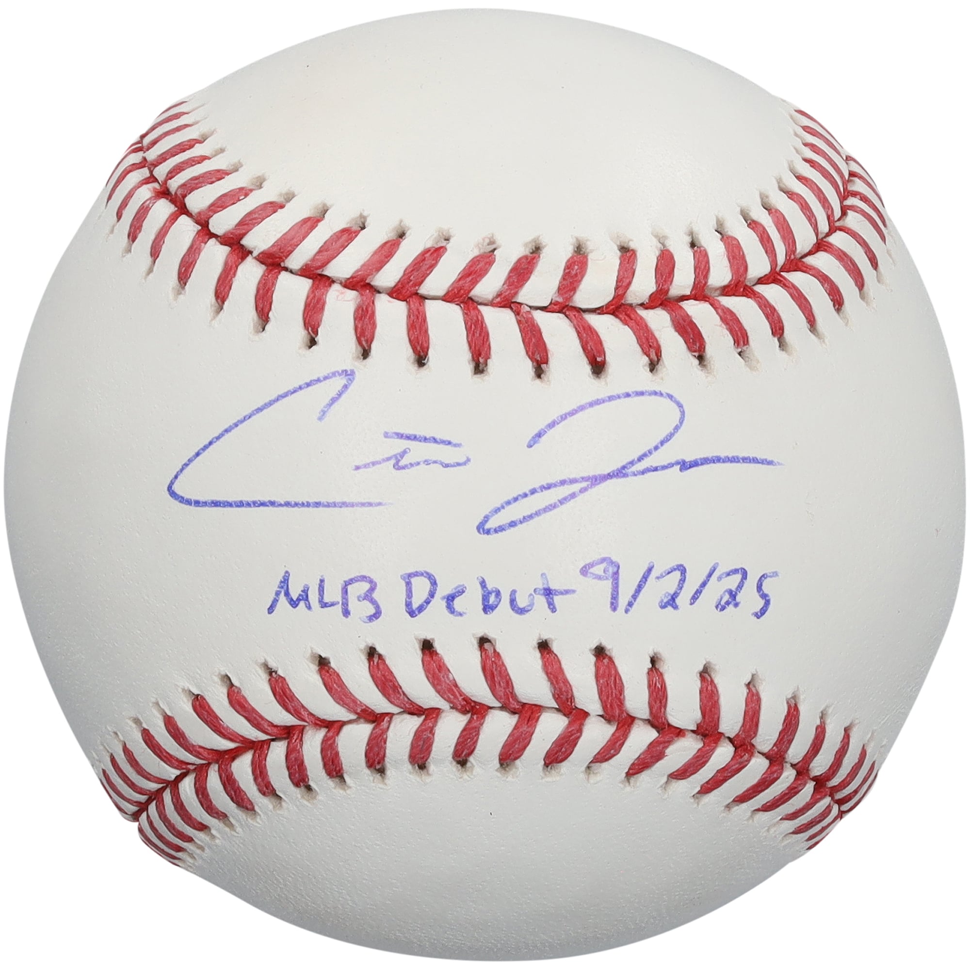 Balle de baseball autographiée par Carter Jensen des Royals de Kansas City avec inscription « Débuts en MLB le 2 septembre 1925 »