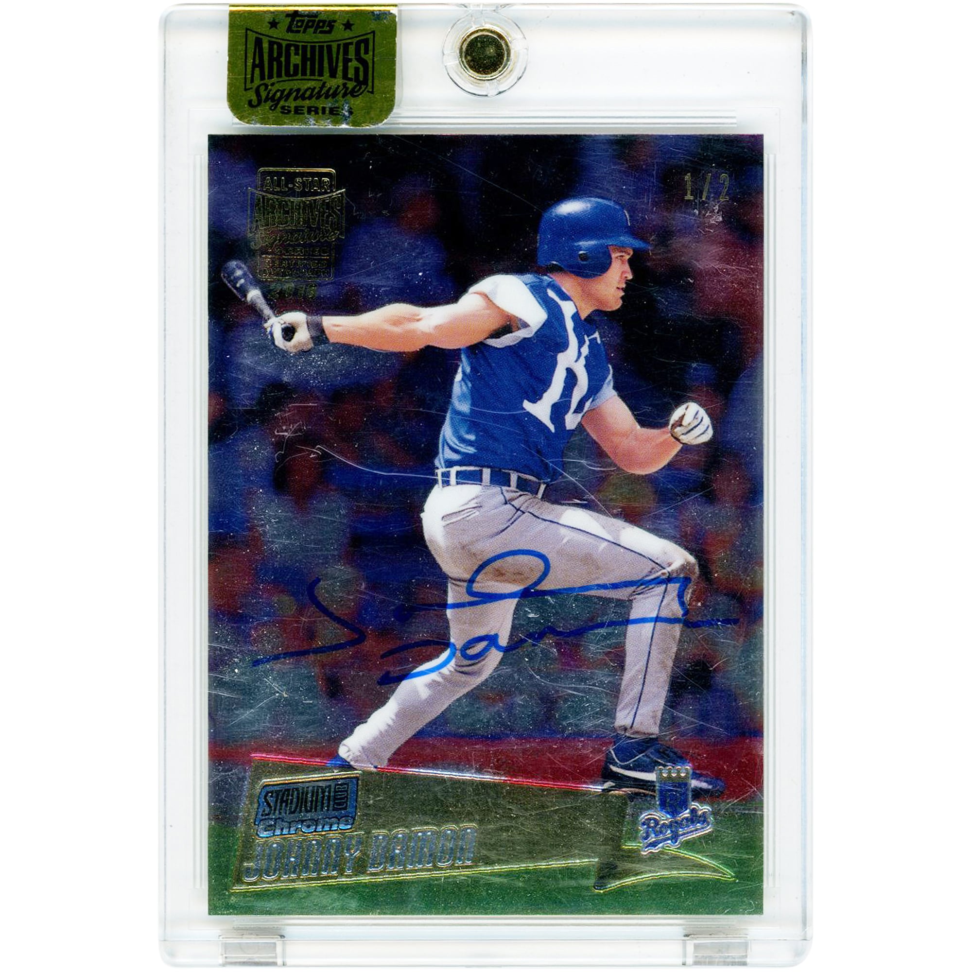 Carte autographiée de Johnny Damon (Kansas City Royals) - Collection Topps Archives Signature Series 2000 Topps Stadium Club Chrome n° 12 (2016)