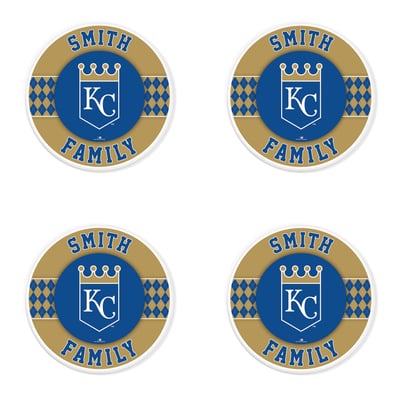 Kansas City Royals 4" Personalized Circular Coasters 4-Pack Set