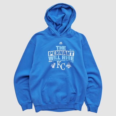 Kansas City Royals Majestic 2015 Hooded Pullover Sweatshirt - Blue - XXS by Fanatics Real Vintage