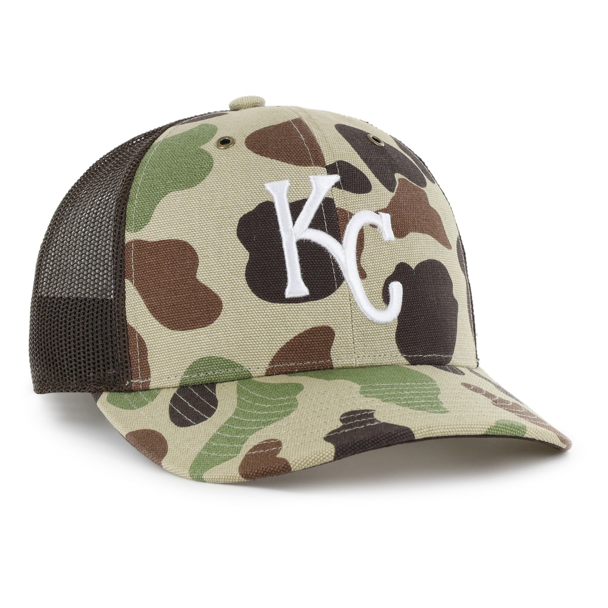 Men's Carhartt x '47 Camo Kansas City Royals Duck Adjustable Trucker Hat