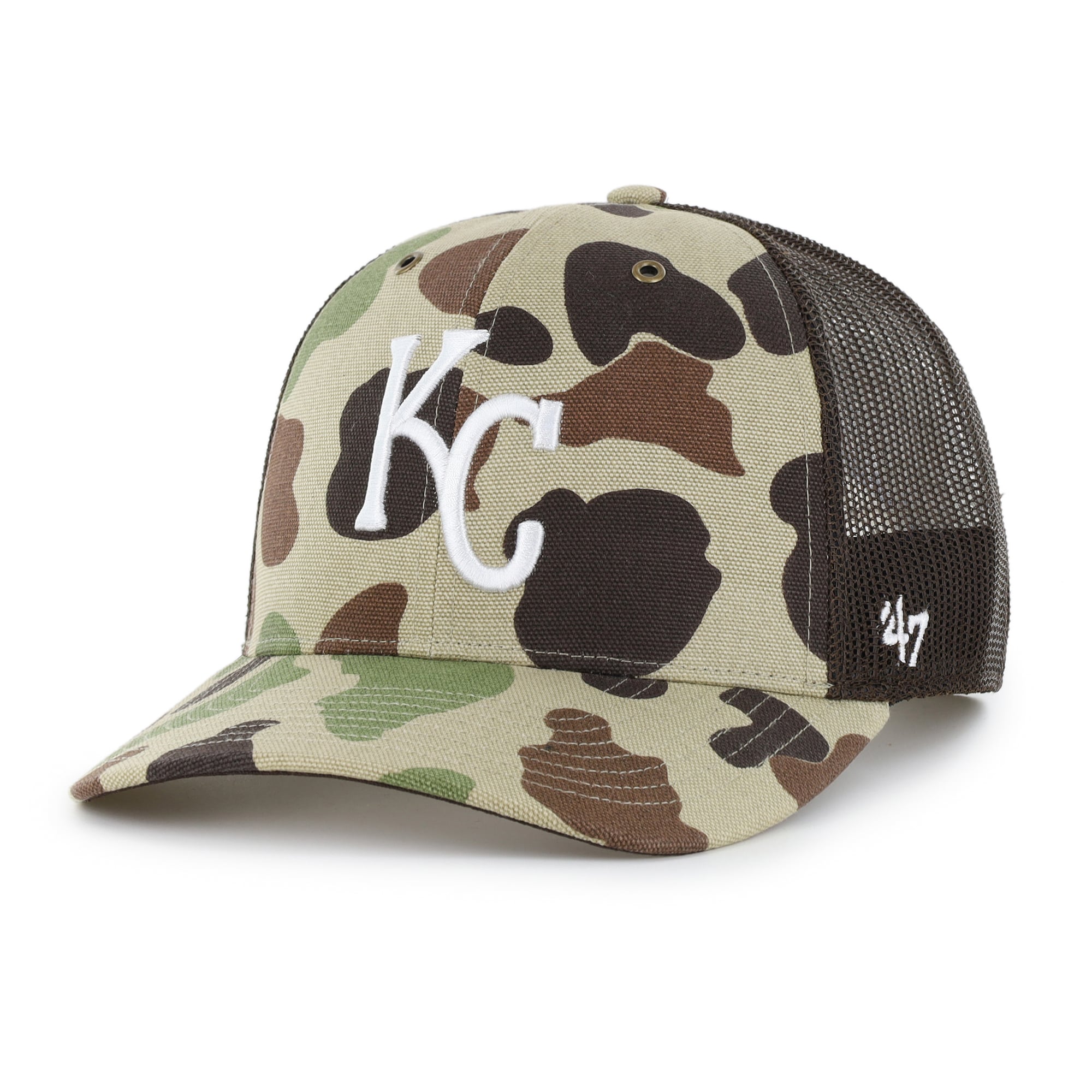 Men's Carhartt x '47 Camo Kansas City Royals Duck Adjustable Trucker Hat