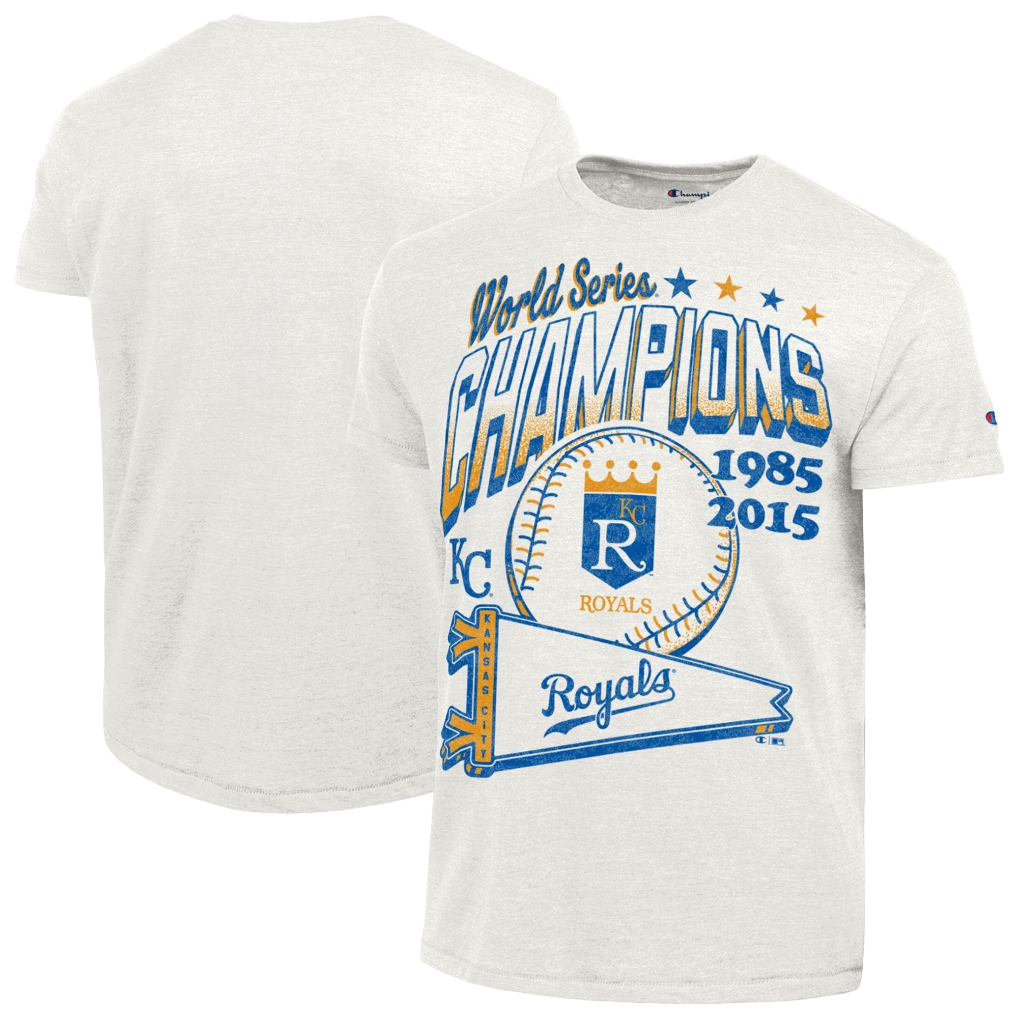 Men's Champion Cream Kansas City Royals Winning Tradition Cooperstown Collection Tri-Blend T-Shirt