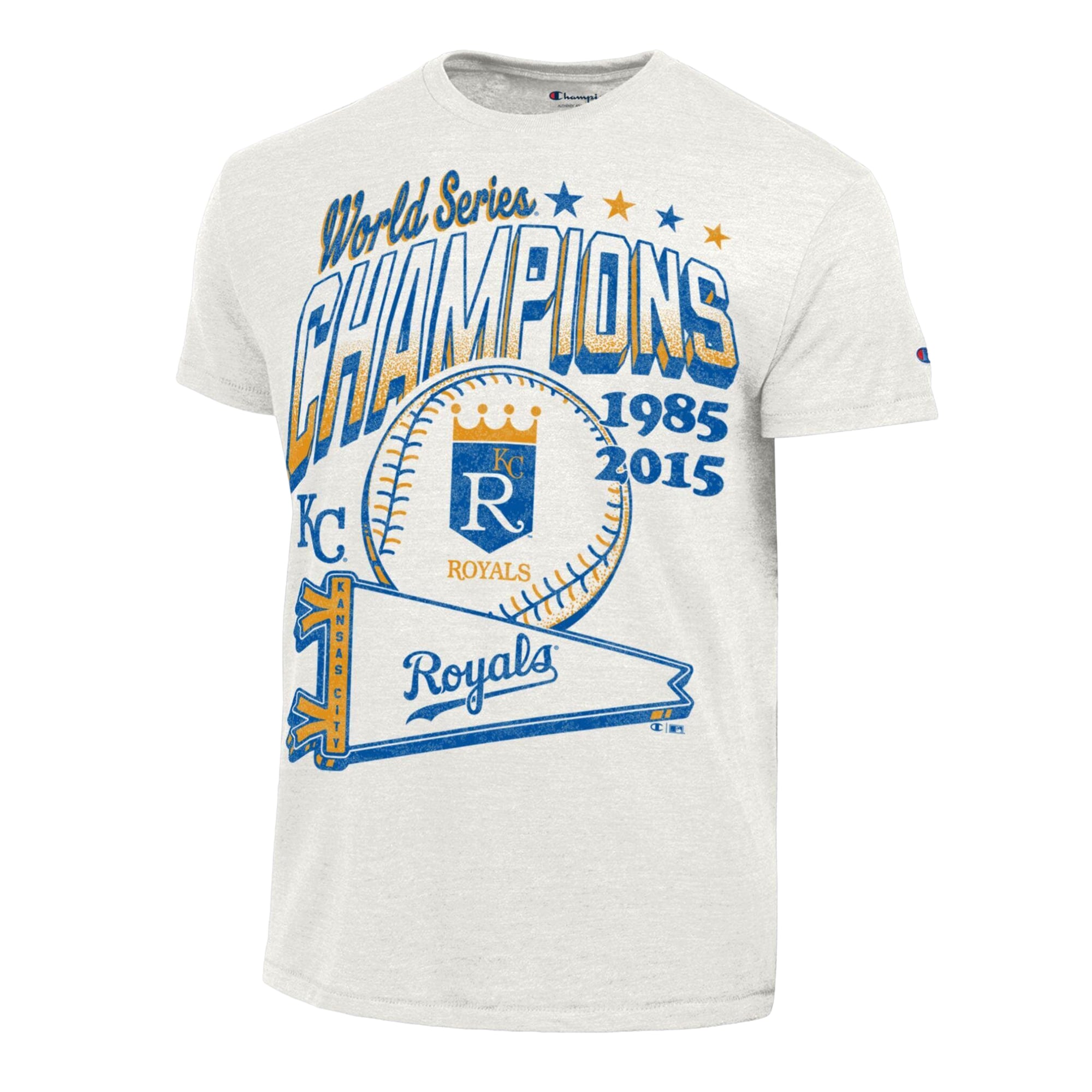 Men's Champion Cream Kansas City Royals Winning Tradition Cooperstown Collection Tri-Blend T-Shirt