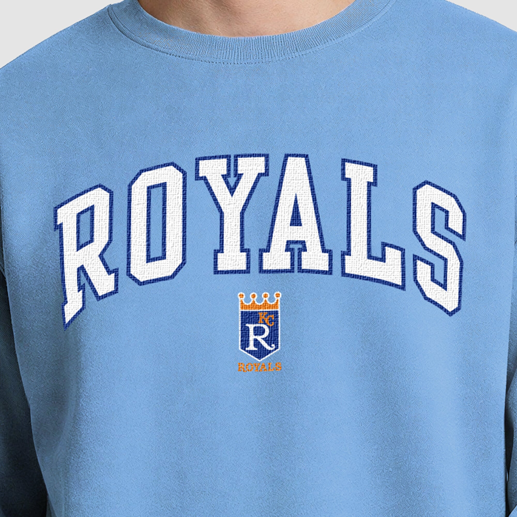 Men's Champion  Light Blue Kansas City Royals Fleece Crew Sweatshirt