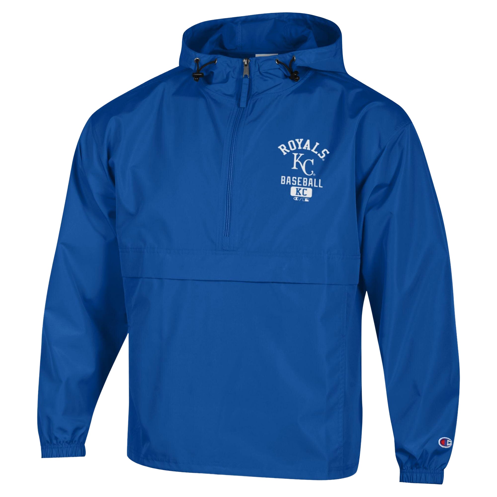 Men's Champion Royal Kansas City Royals Packable Windbreaker Half-Zip Jacket