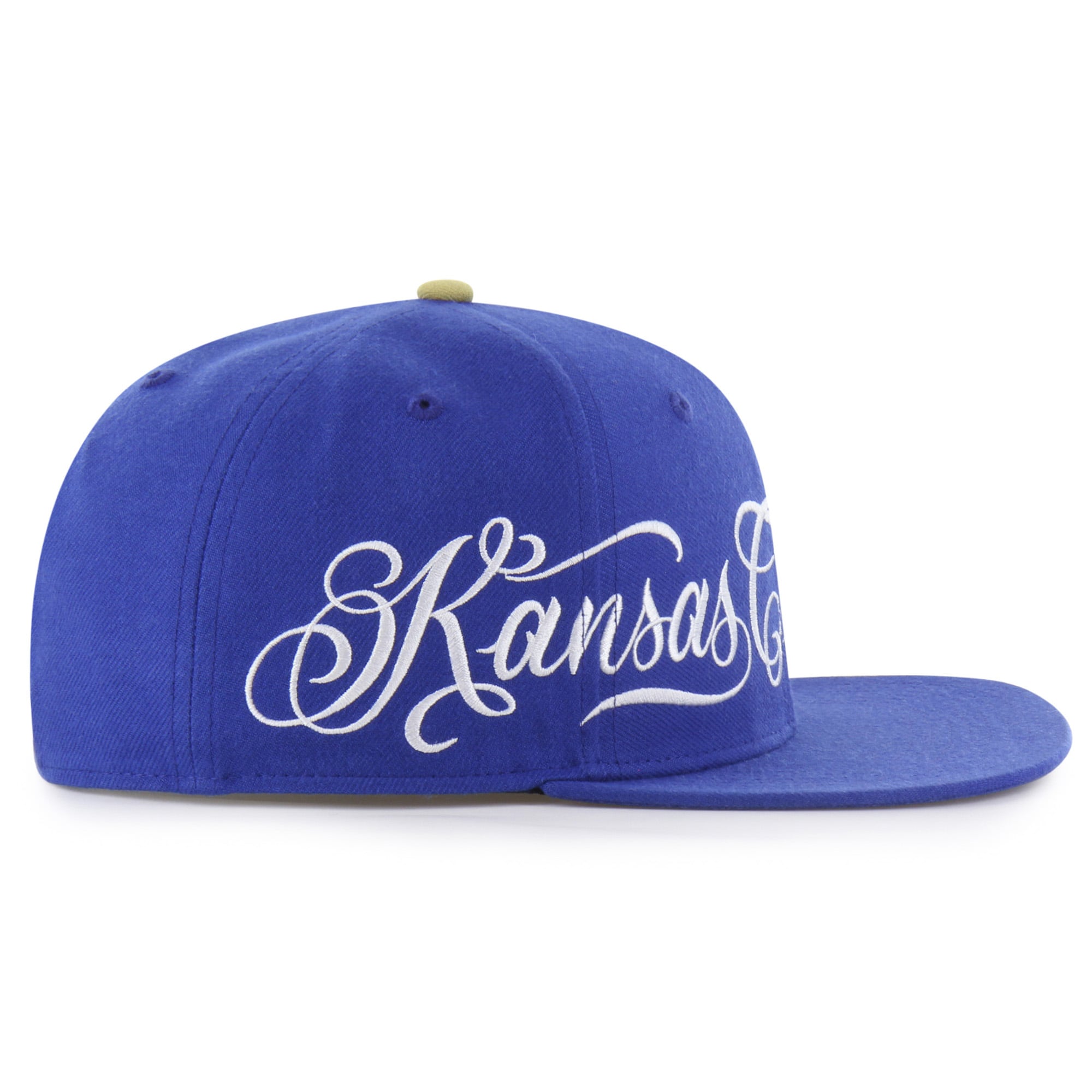 Men's Mister Cartoon x '47 Royal Kansas City Royals Wrap Script Captain Snapback Hat