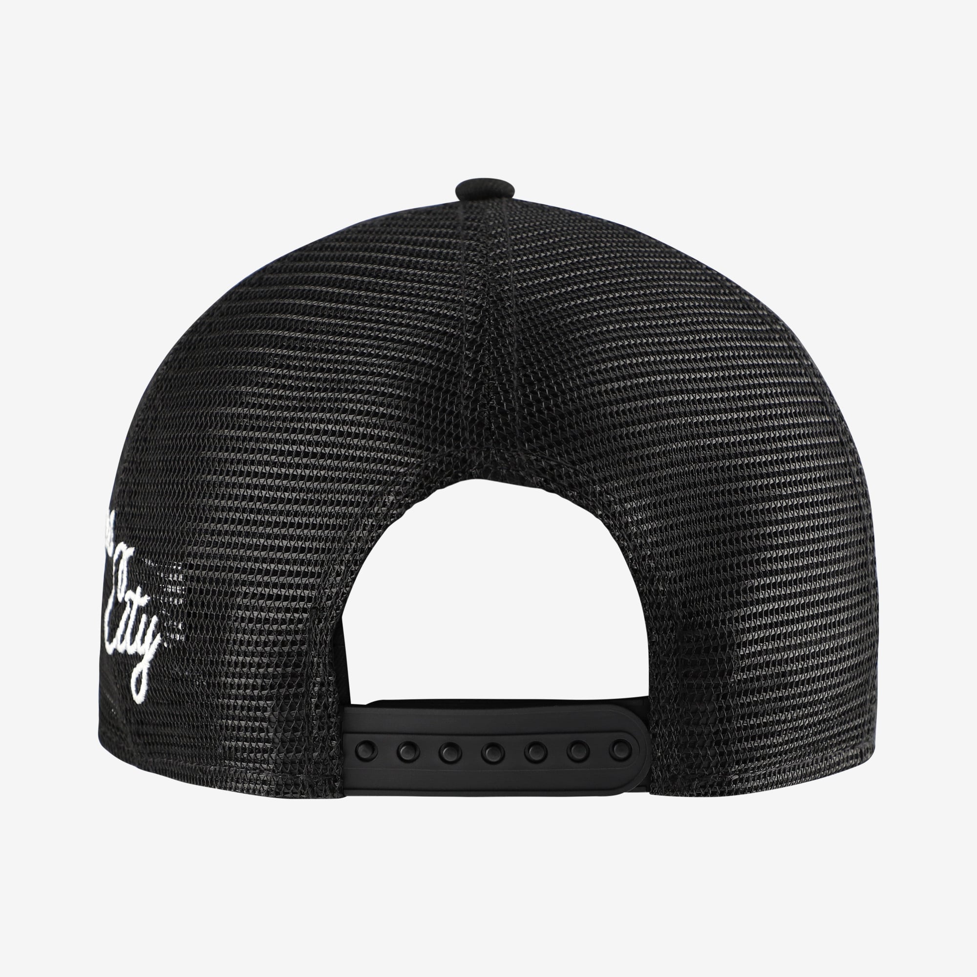 Men's New Era Black Kansas City Royals Side Script 9FORTY A-Frame Trucker Adjustable Hat