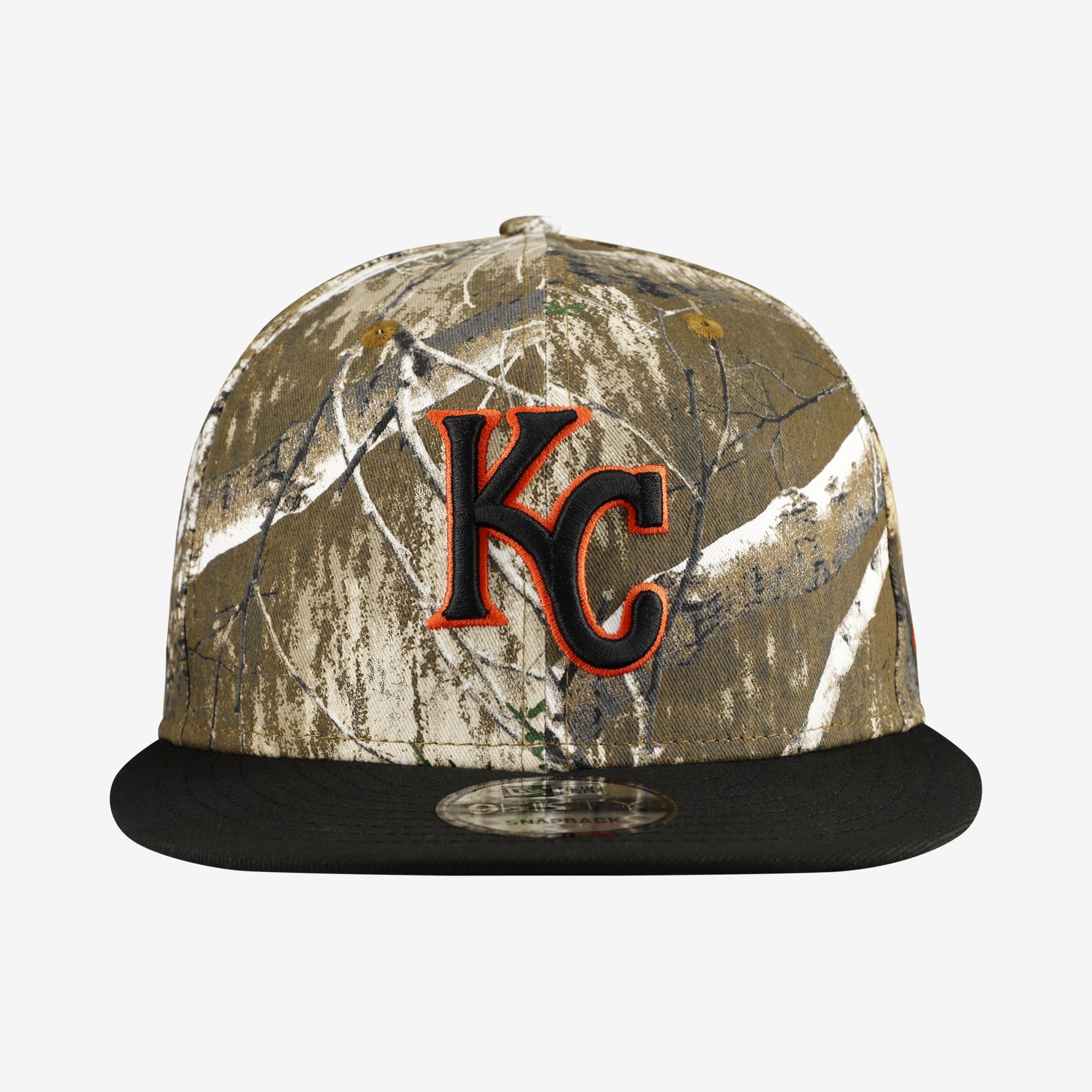 Casquette snapback New Era 9FIFTY pour homme, motif camouflage Kansas City Royals, Realtree Orange Pop