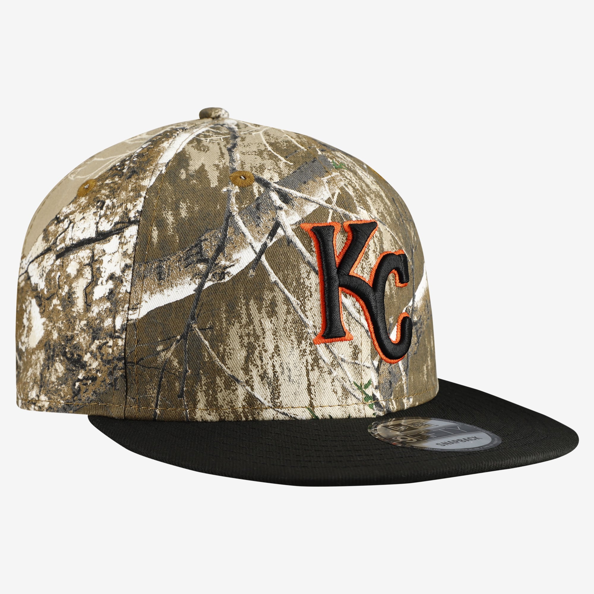 Casquette snapback New Era 9FIFTY pour homme, motif camouflage Kansas City Royals, Realtree Orange Pop