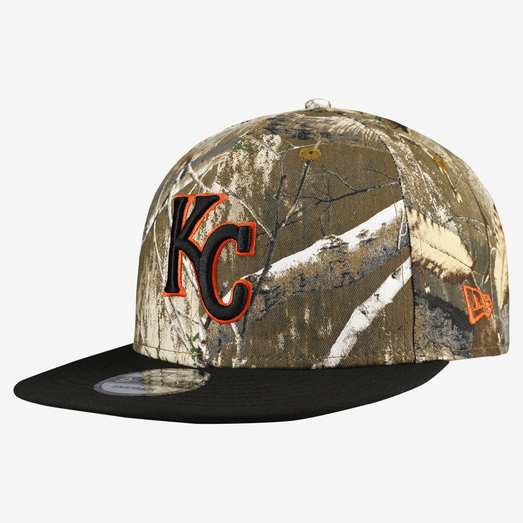 Casquette snapback New Era 9FIFTY pour homme, motif camouflage Kansas City Royals, Realtree Orange Pop