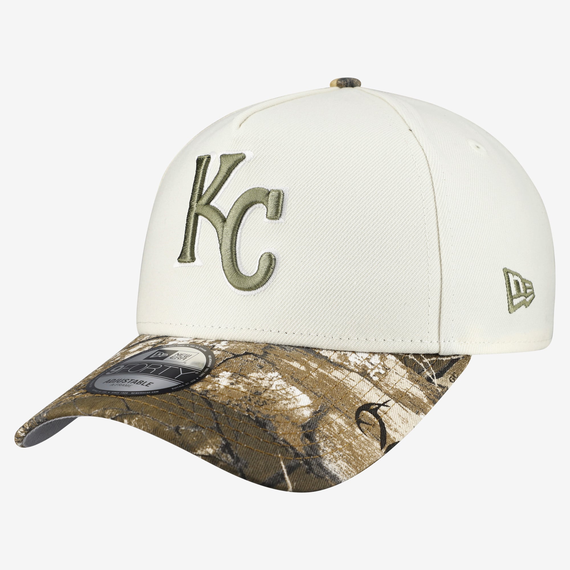 Men's New Era Cream/Realtree Camo Kansas City Royals 9FORTY A-Frame Adjustable Hat