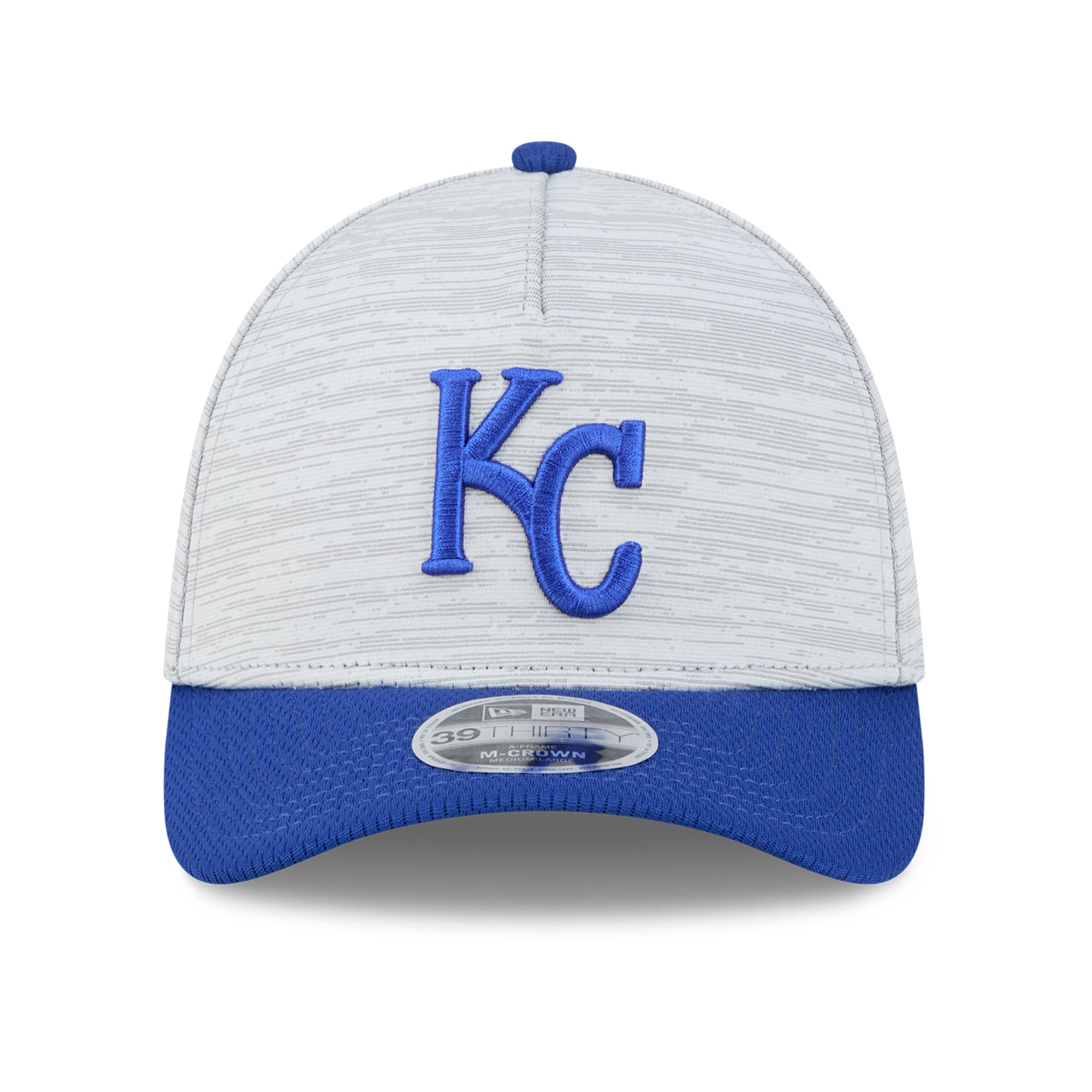 Casquette New Era Tech 39THIRTY Flex pour homme, grise et bleue, Kansas City Royals.