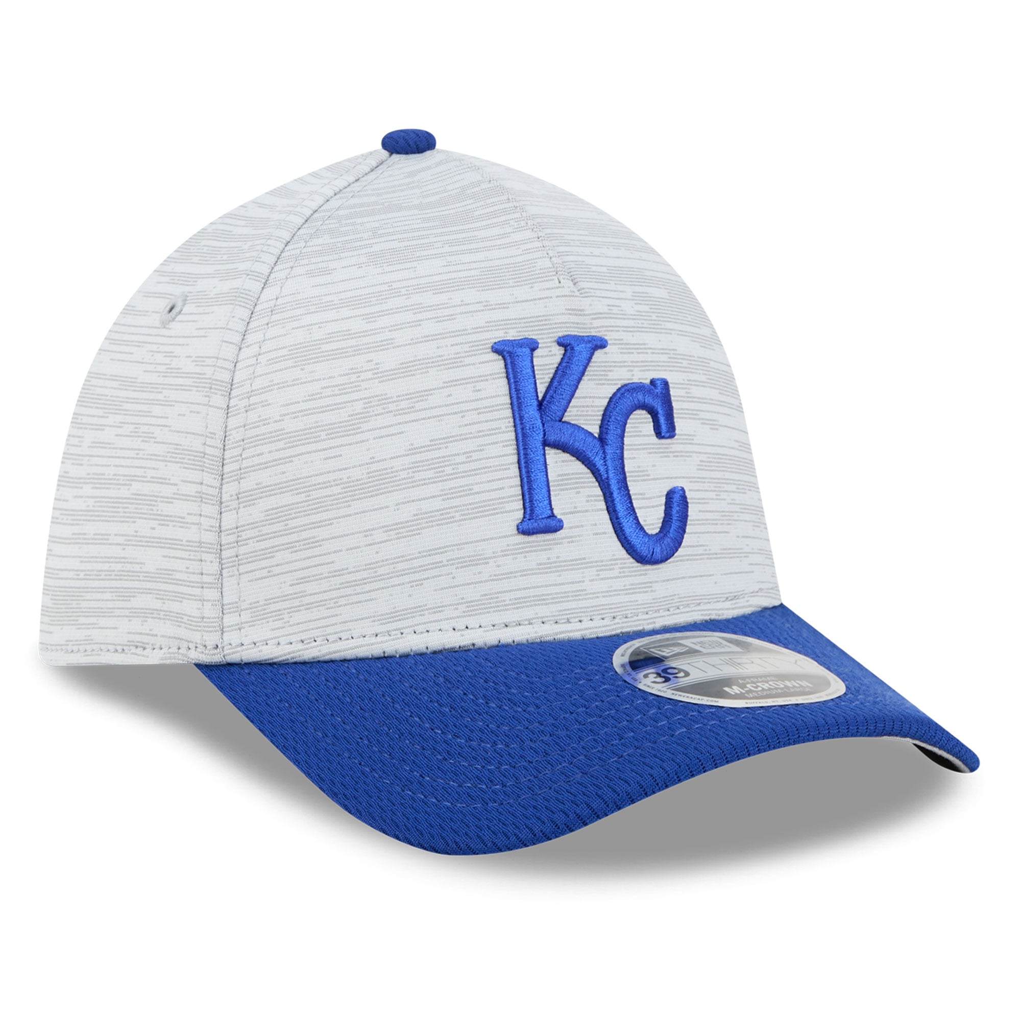 Casquette New Era Tech 39THIRTY Flex pour homme, grise et bleue, Kansas City Royals.