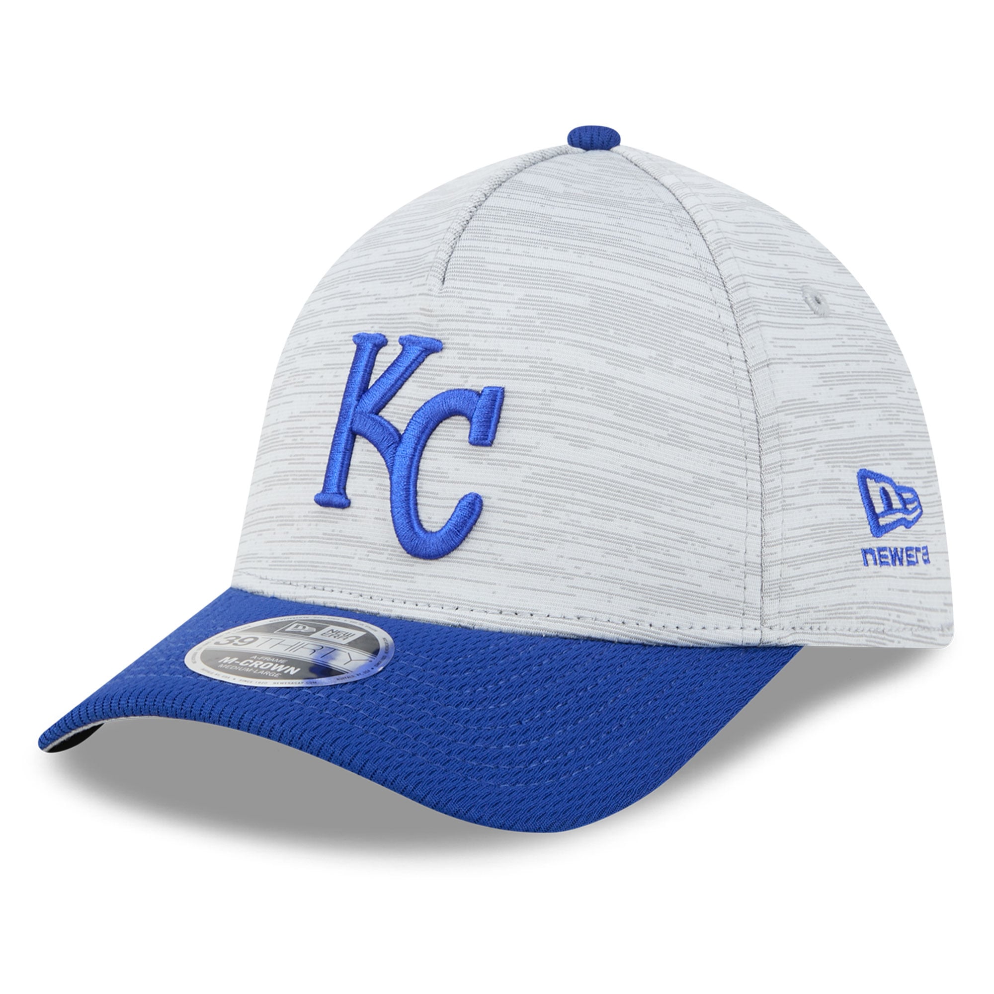 Casquette New Era Tech 39THIRTY Flex pour homme, grise et bleue, Kansas City Royals.
