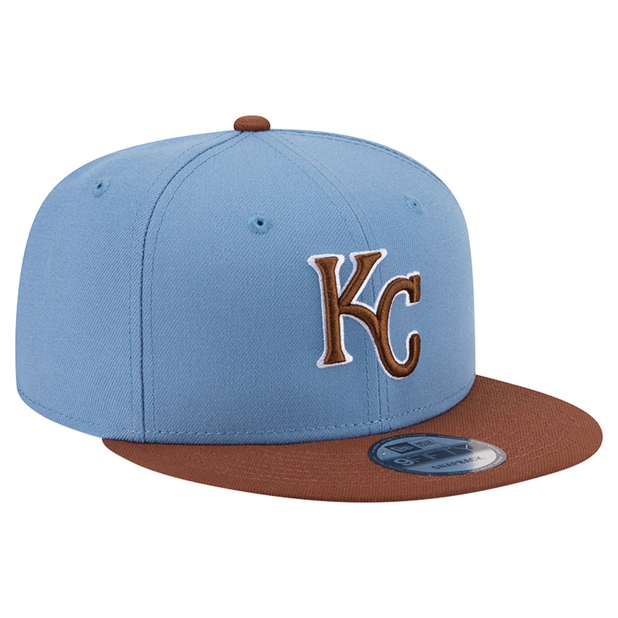 Casquette snapback New Era 9FIFTY pour homme, bleu clair/marron, Kansas City Royals.