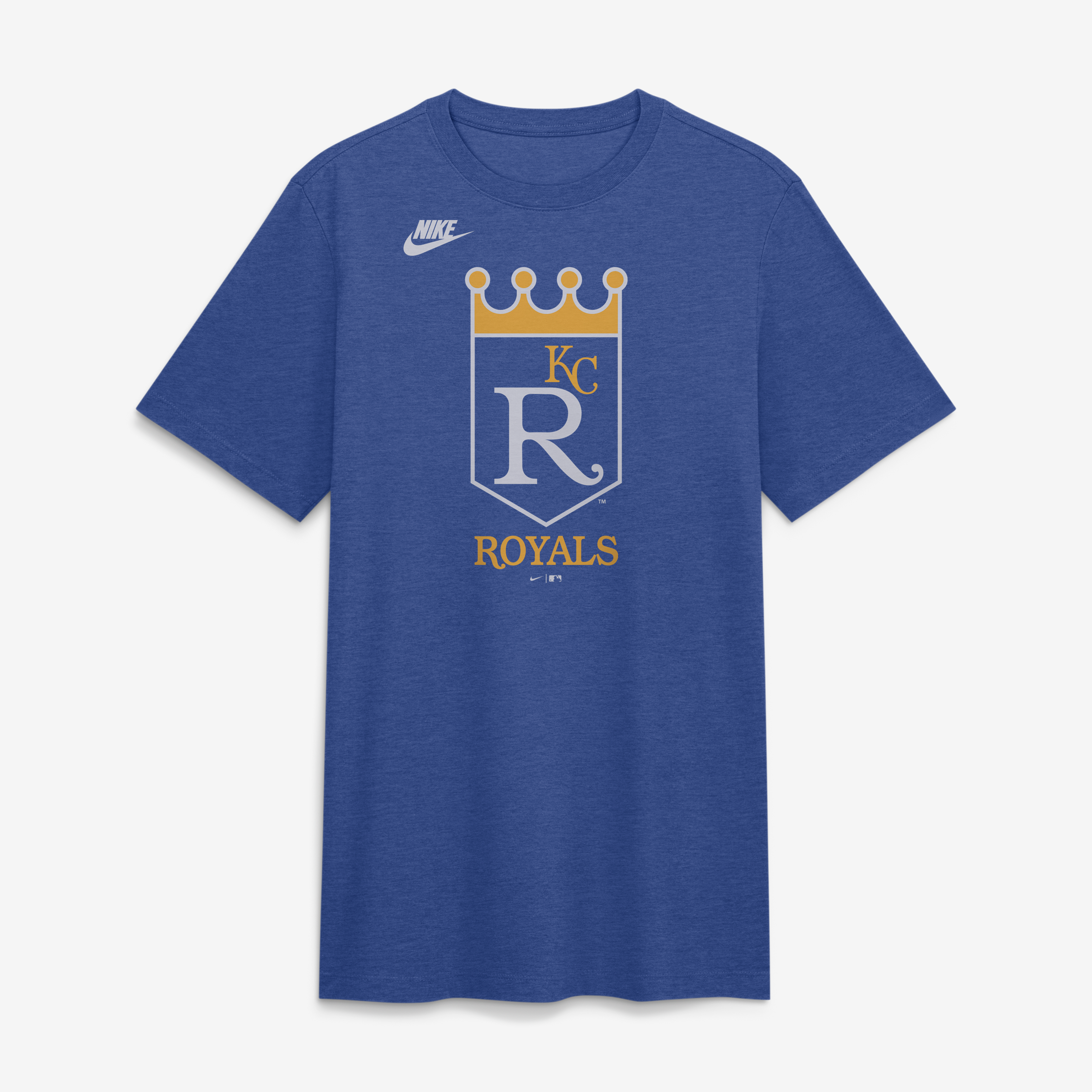 Men's Nike Heather Royal Kansas City Royals Cooperstown Logo Tri-Blend T-Shirt