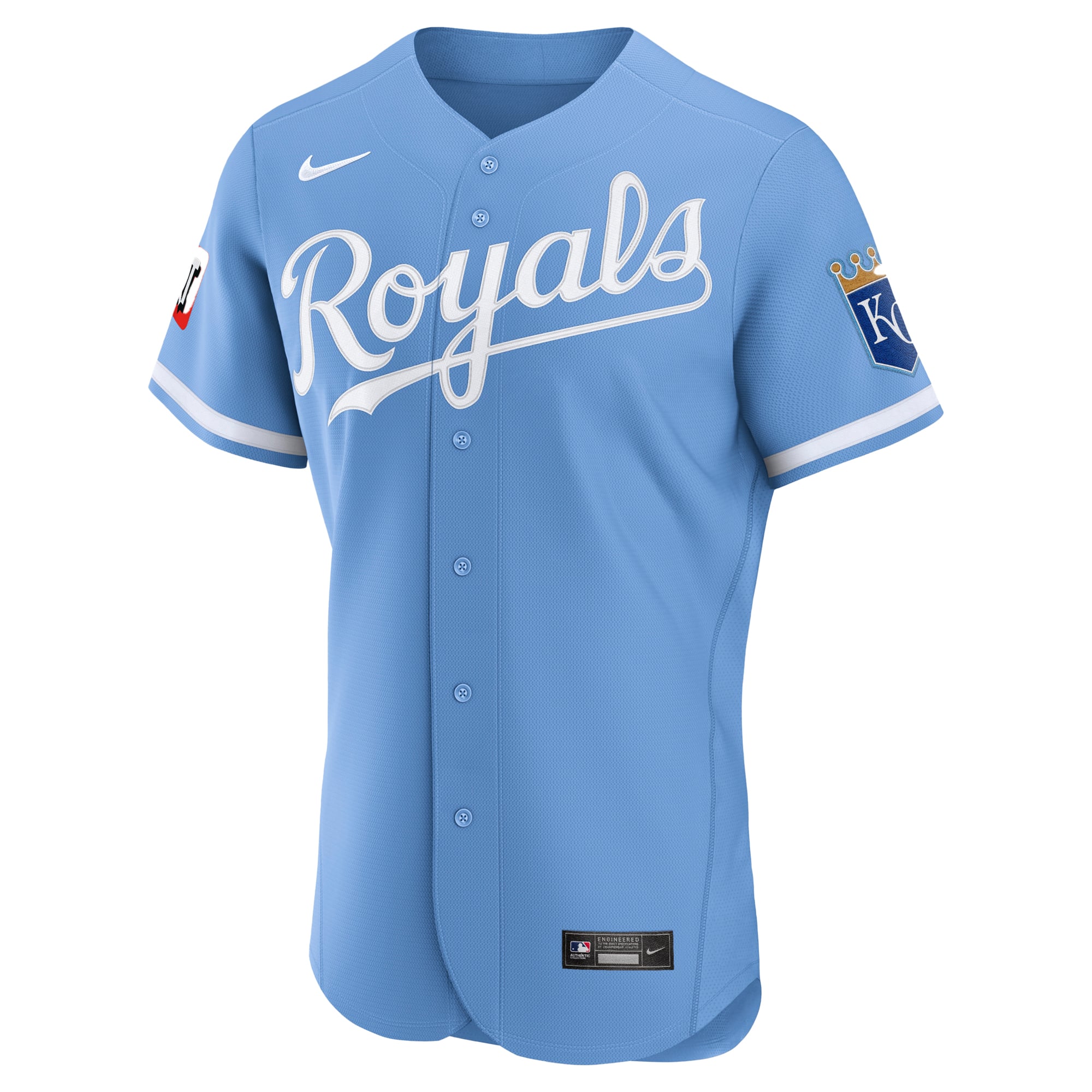Men's Nike Light Blue Kansas City Royals Alternate Sponsor Patch Authentic Jersey